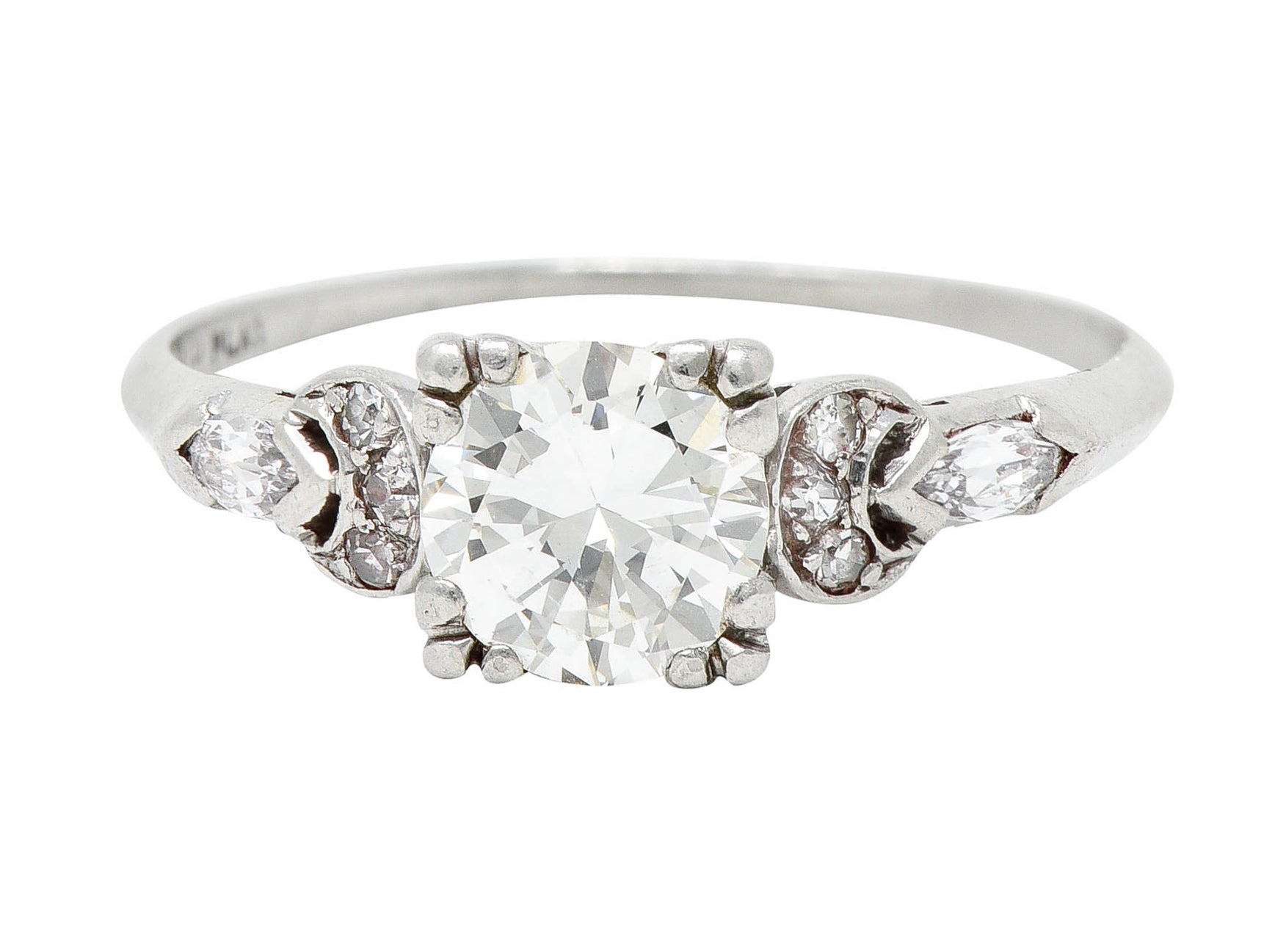 Art Deco 1.45 CTW Diamond Platinum Half Moon Engagement RingRing - Wilson's Estate Jewelry
