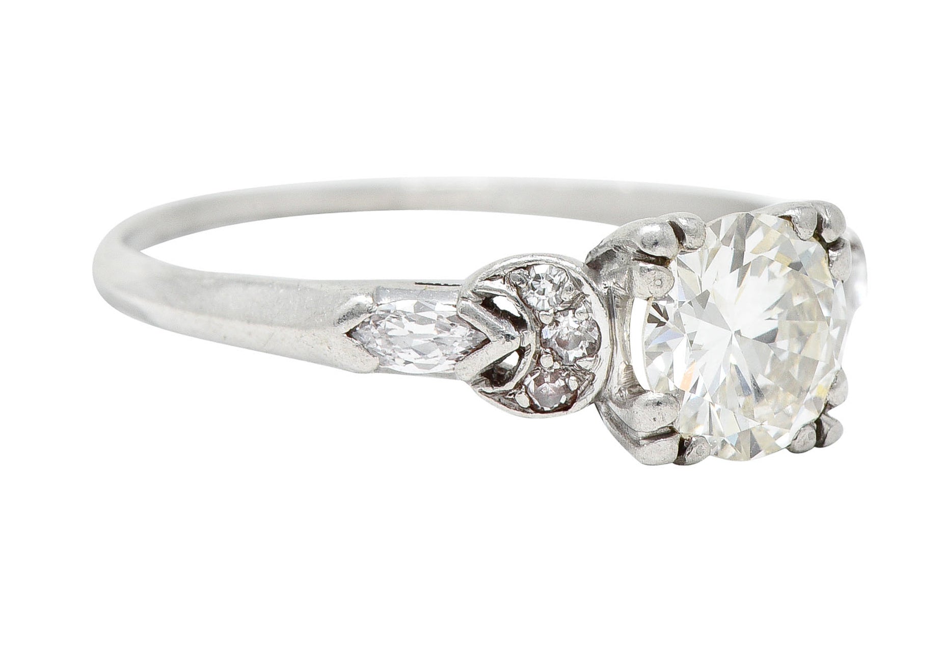 Art Deco 1.45 CTW Diamond Platinum Half Moon Engagement RingRing - Wilson's Estate Jewelry
