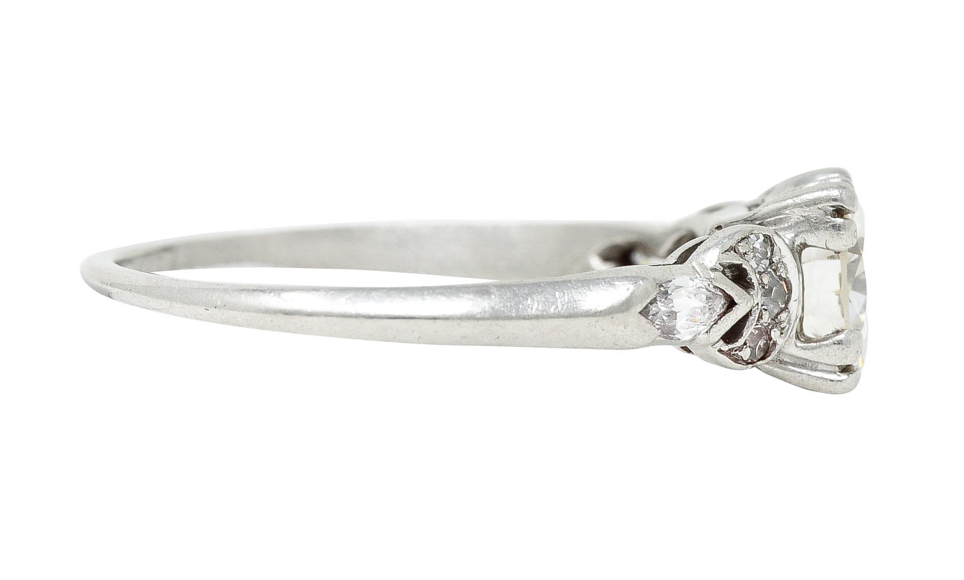 Art Deco 1.45 CTW Diamond Platinum Half Moon Engagement RingRing - Wilson's Estate Jewelry