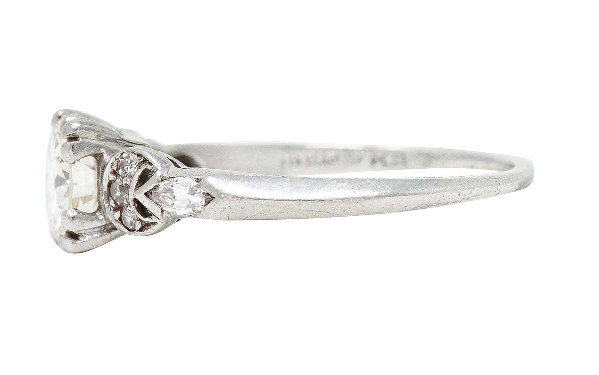Art Deco 1.45 CTW Diamond Platinum Half Moon Engagement RingRing - Wilson's Estate Jewelry