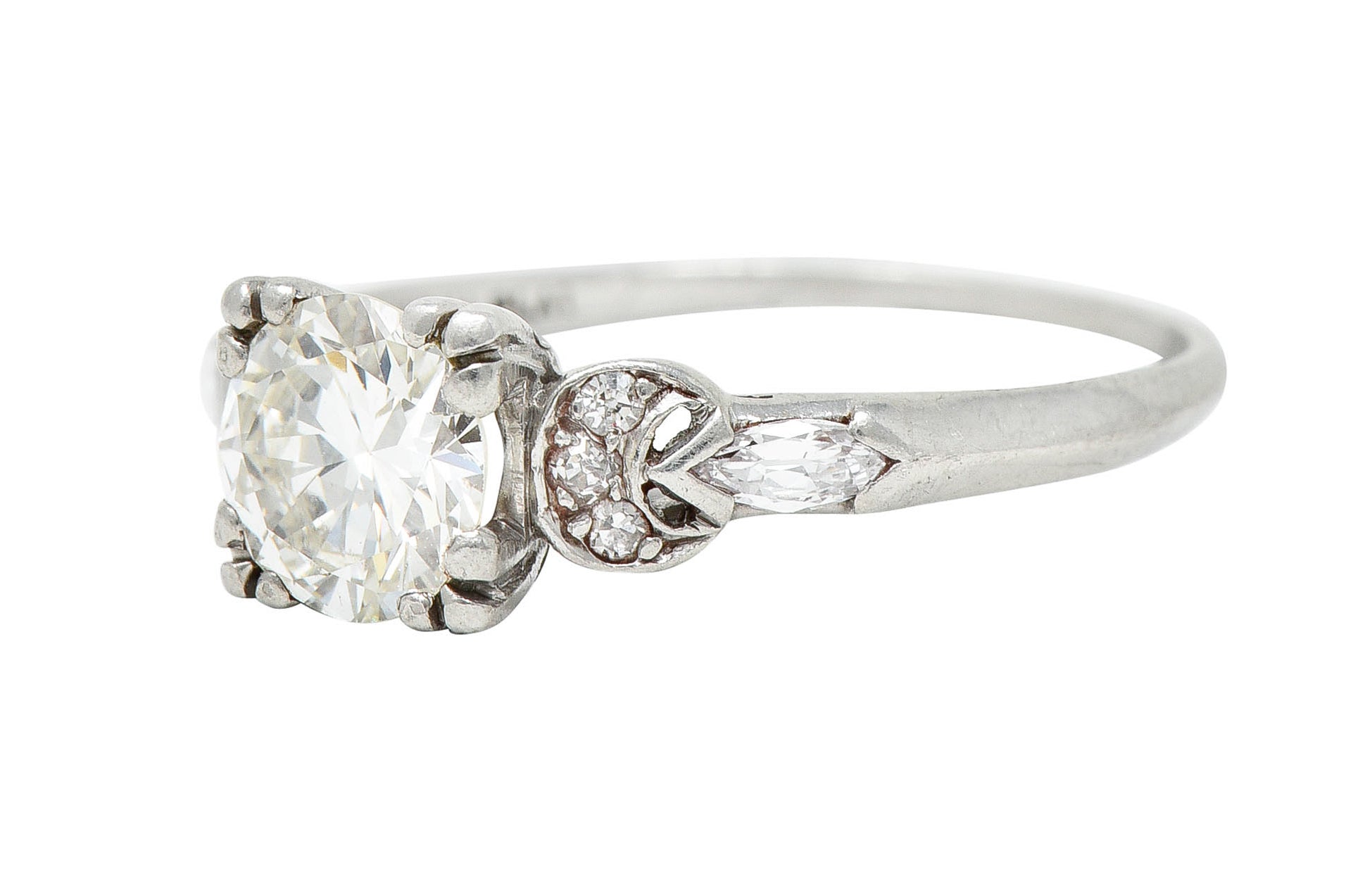 Art Deco 1.45 CTW Diamond Platinum Half Moon Engagement RingRing - Wilson's Estate Jewelry