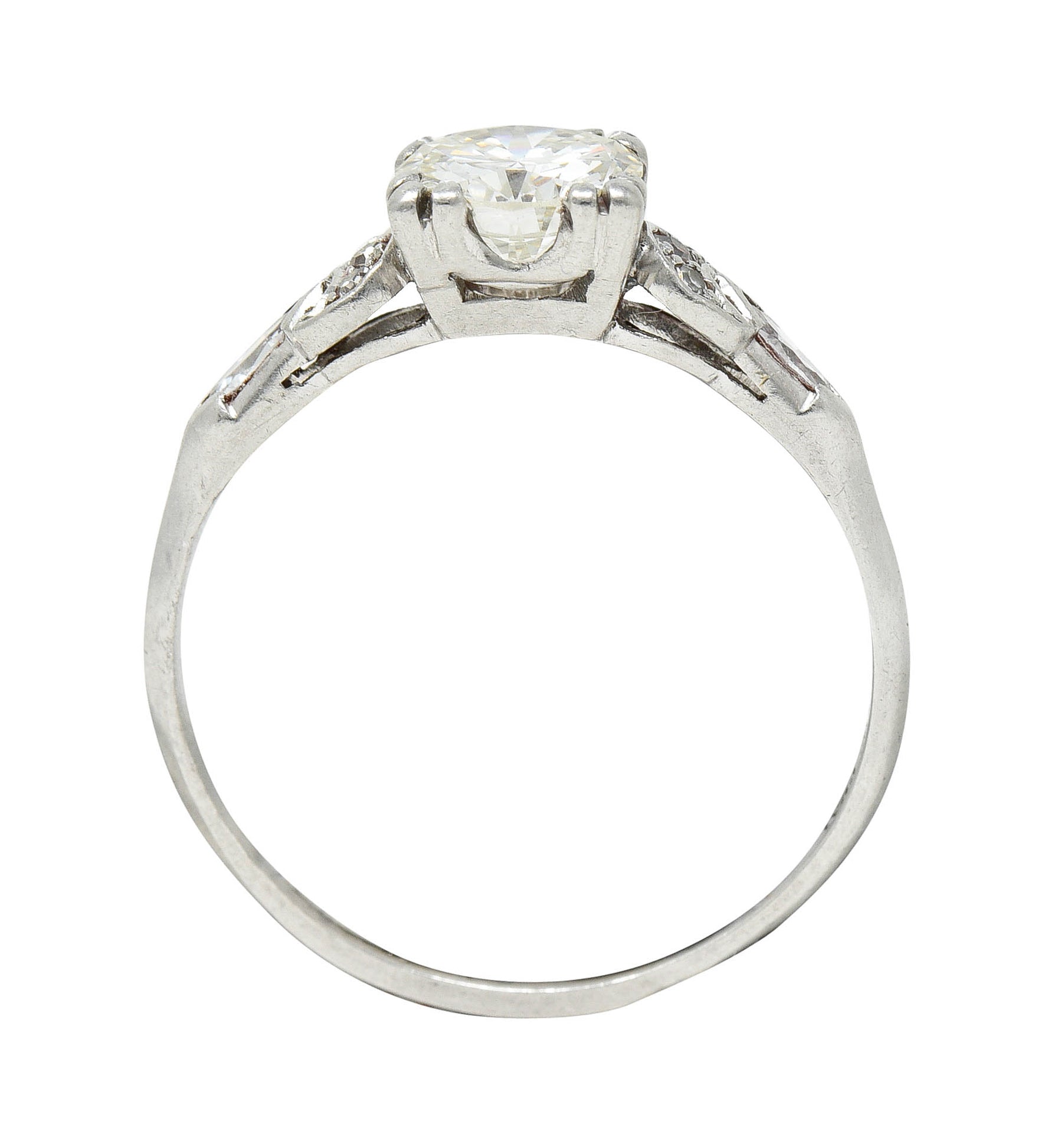 Art Deco 1.45 CTW Diamond Platinum Half Moon Engagement RingRing - Wilson's Estate Jewelry
