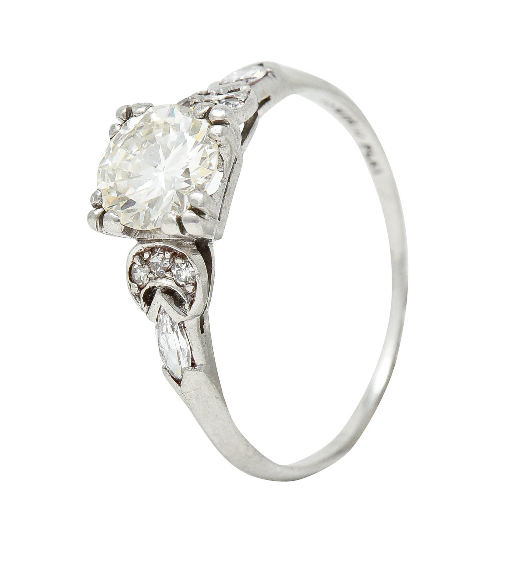 Art Deco 1.45 CTW Diamond Platinum Half Moon Engagement RingRing - Wilson's Estate Jewelry