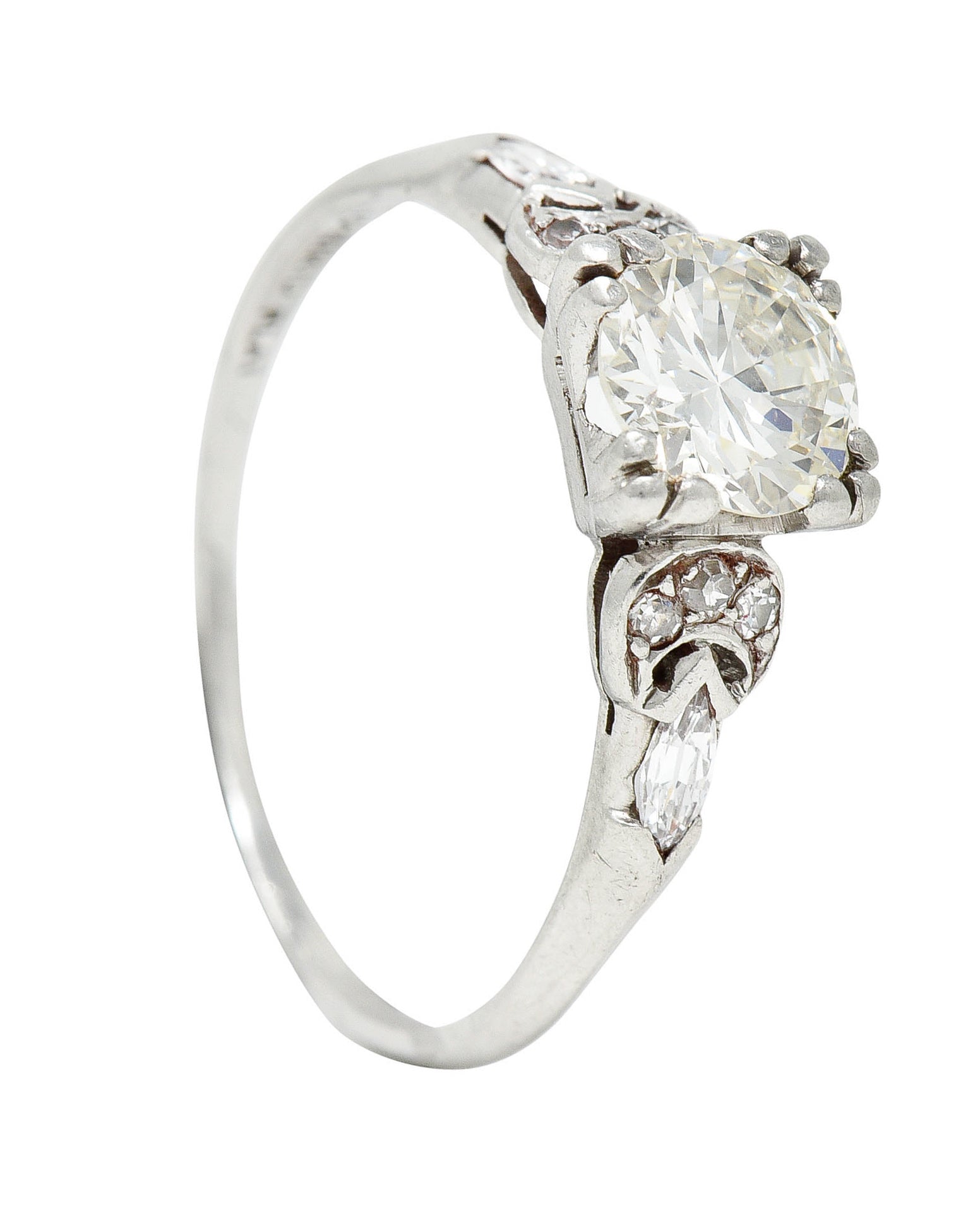 Art Deco 1.45 CTW Diamond Platinum Half Moon Engagement RingRing - Wilson's Estate Jewelry