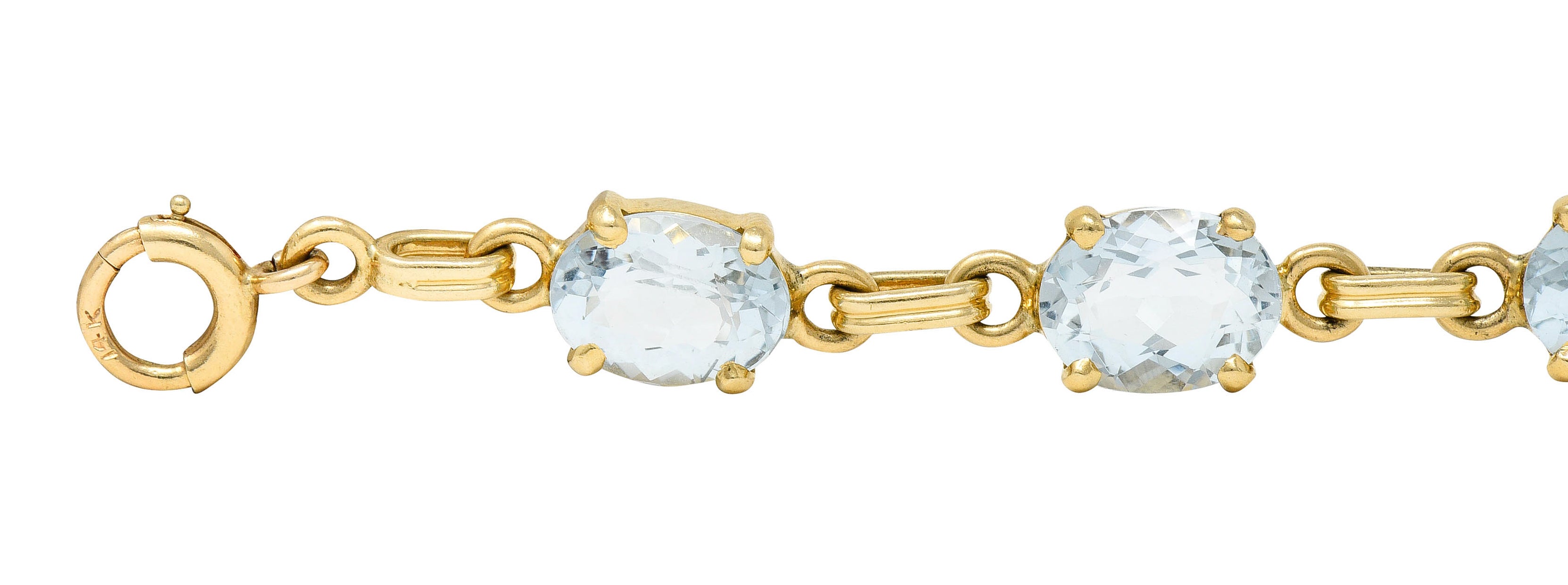 Retro 15.75 CTW Aquamarine 14 Karat Gold Link Braceletbracelet - Wilson's Estate Jewelry