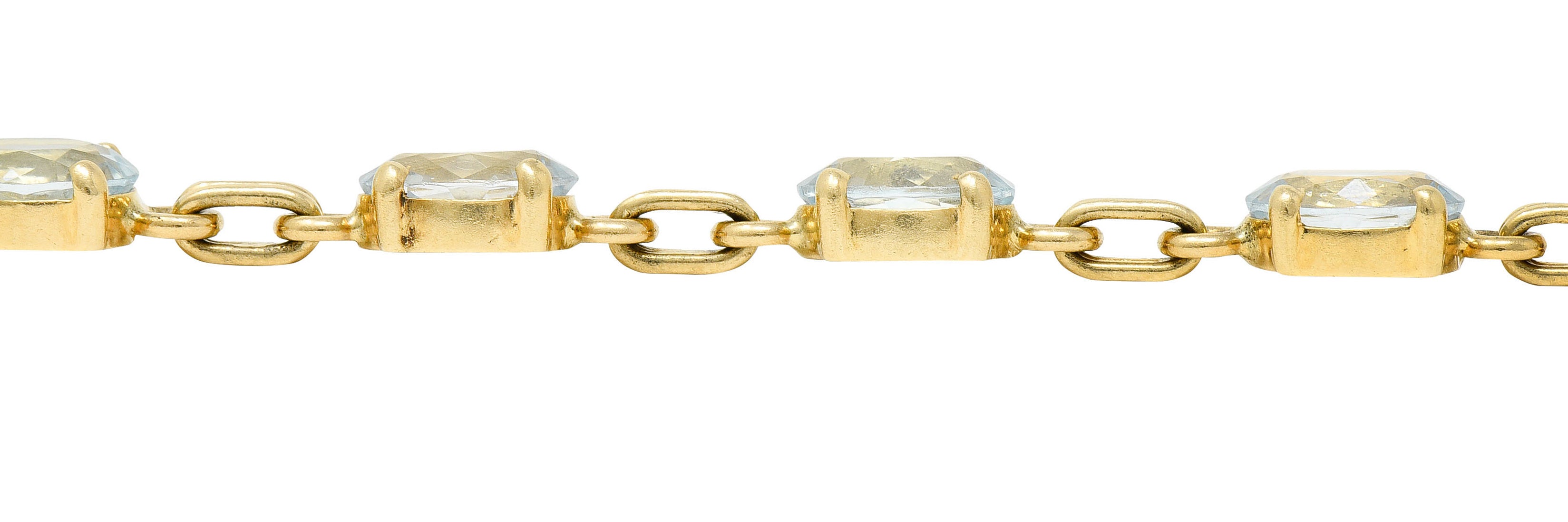 Retro 15.75 CTW Aquamarine 14 Karat Gold Link Braceletbracelet - Wilson's Estate Jewelry