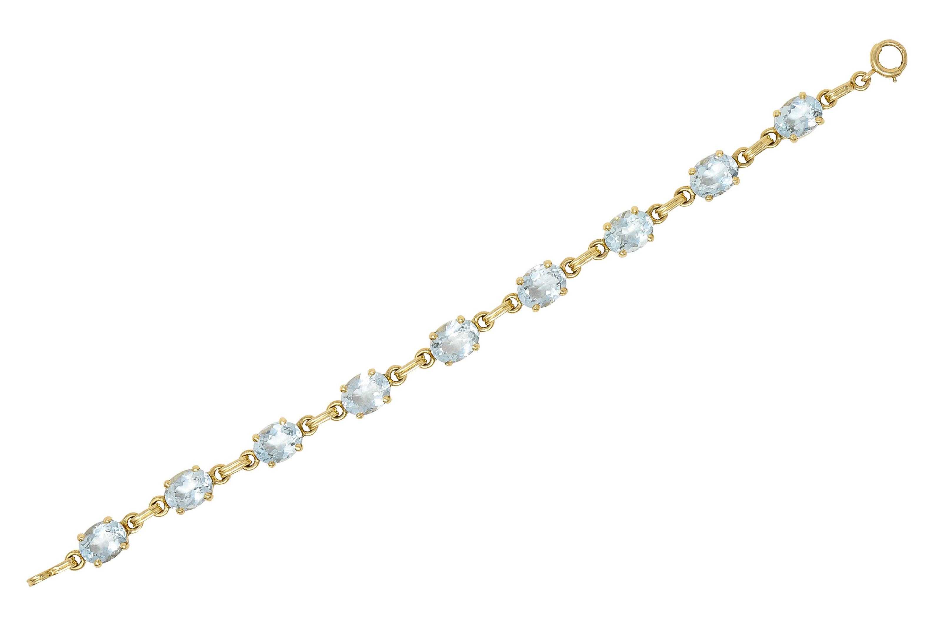 Retro 15.75 CTW Aquamarine 14 Karat Gold Link Braceletbracelet - Wilson's Estate Jewelry