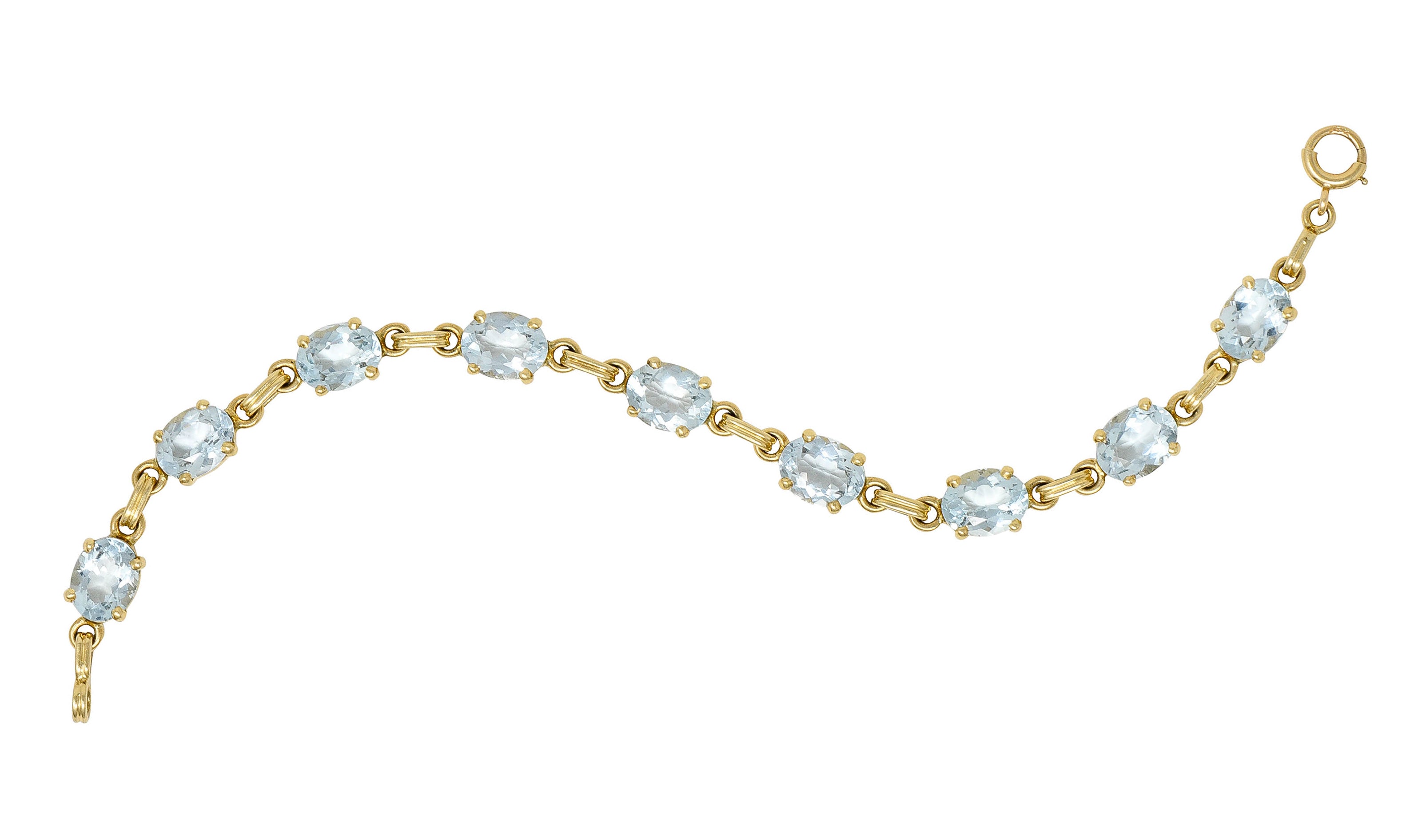 Retro 15.75 CTW Aquamarine 14 Karat Gold Link Braceletbracelet - Wilson's Estate Jewelry