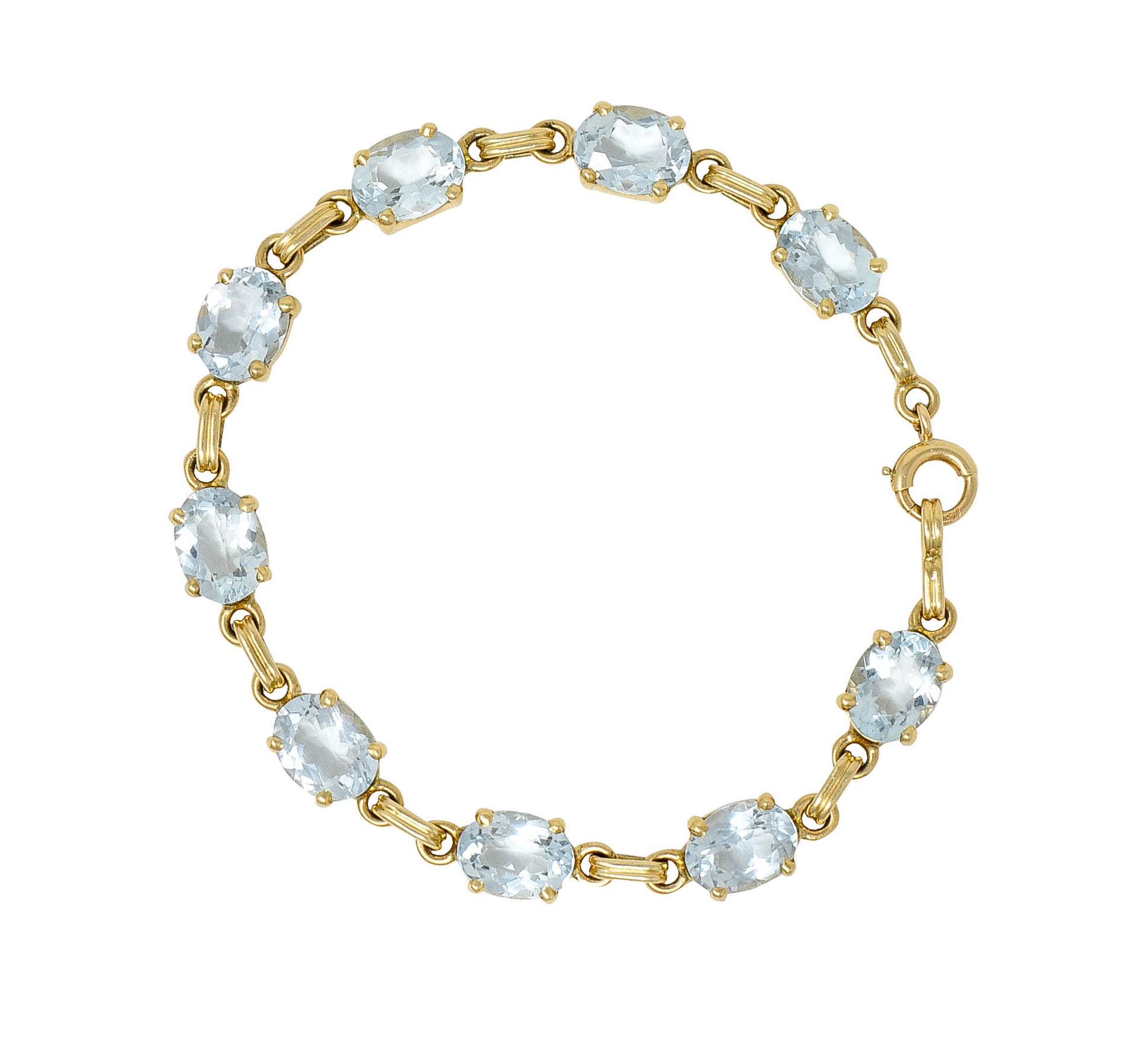 Retro 15.75 CTW Aquamarine 14 Karat Gold Link Braceletbracelet - Wilson's Estate Jewelry