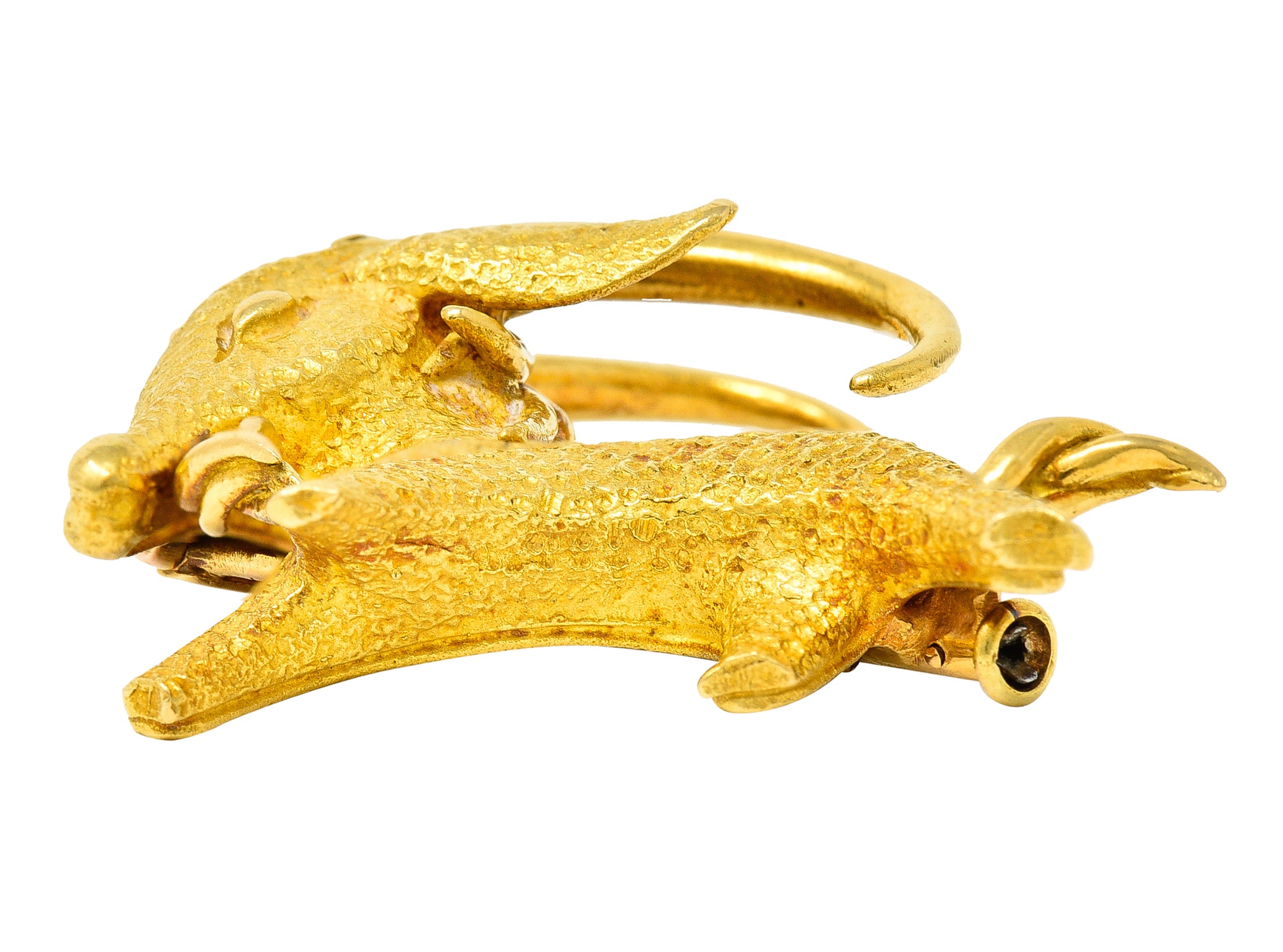 Bulgari 1970's 18 Karat Yellow Gold Goat Vintage Georges L'Enfant Brooch Wilson's Estate Jewelry