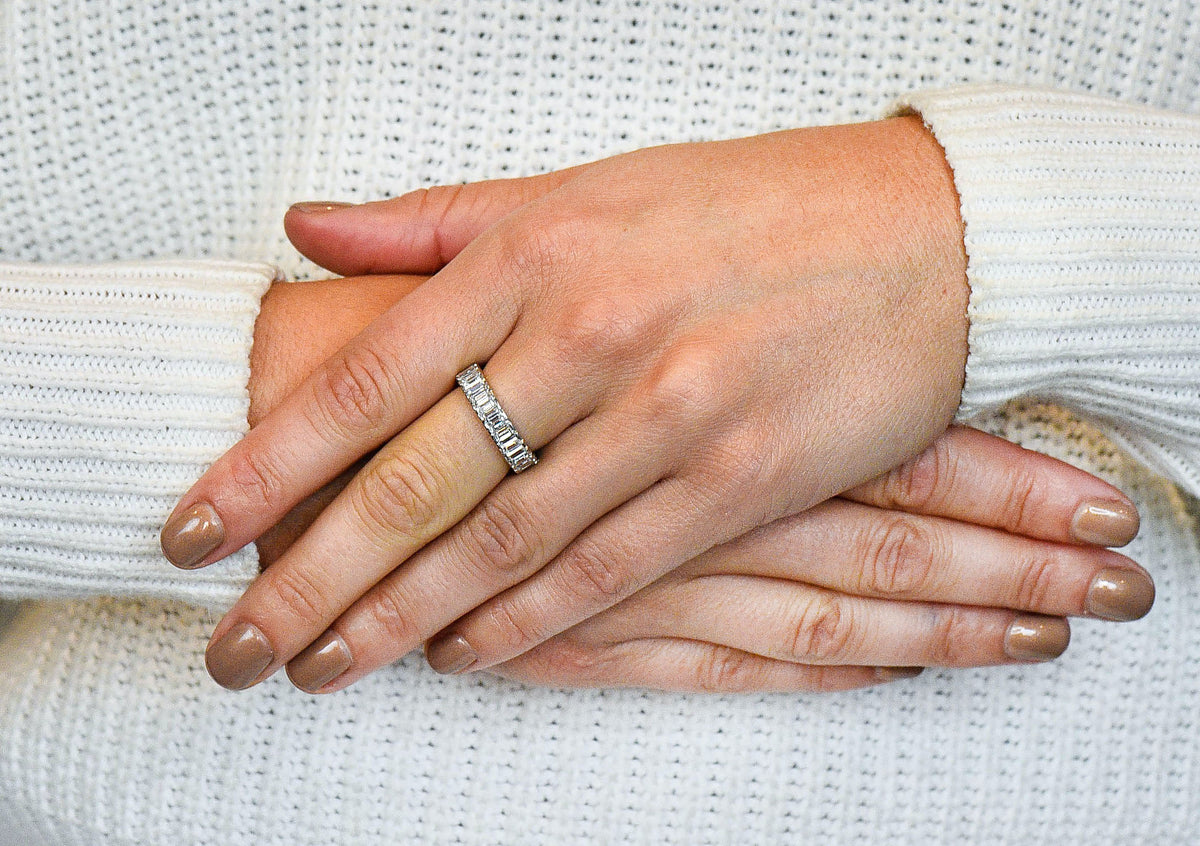 Vintage 3.80 CTW Diamond Platinum Eternity Band RingRing - Wilson's Estate Jewelry