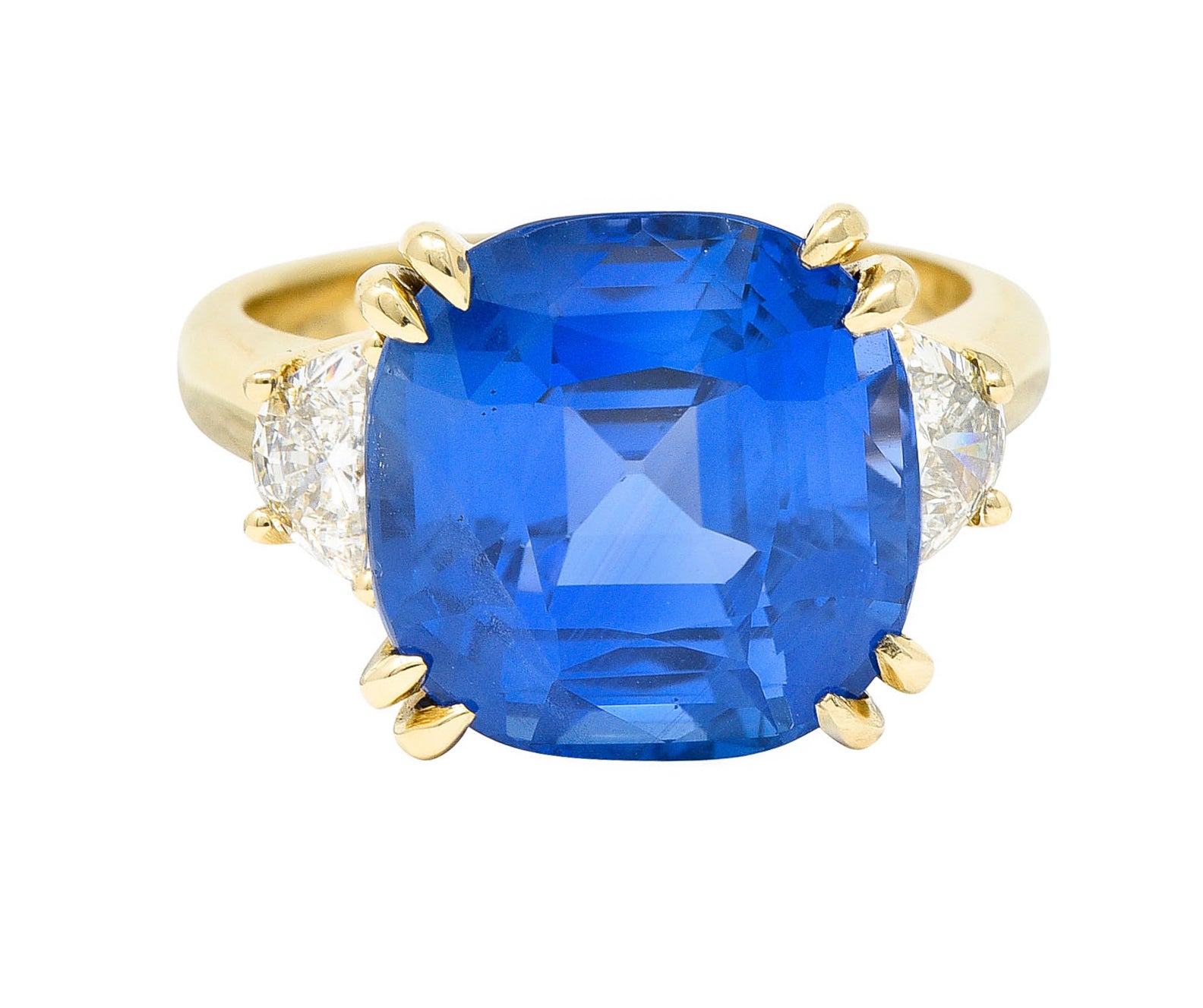 Vivid 11.25 CTW Ceylon No Heat Sapphire Diamond 14 Karat Gold Statement Ring AGLRing - Wilson's Estate Jewelry