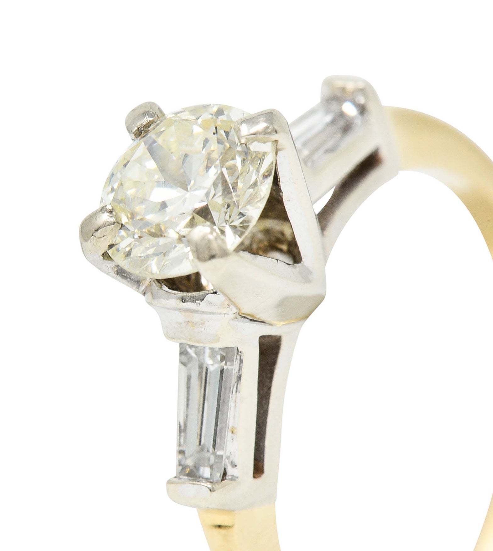 1950's Mid-Century 1.11 CTW Diamond 14 Karat Two-Tone Engagement Ring GIARing - Wilson's Estate Jewelry