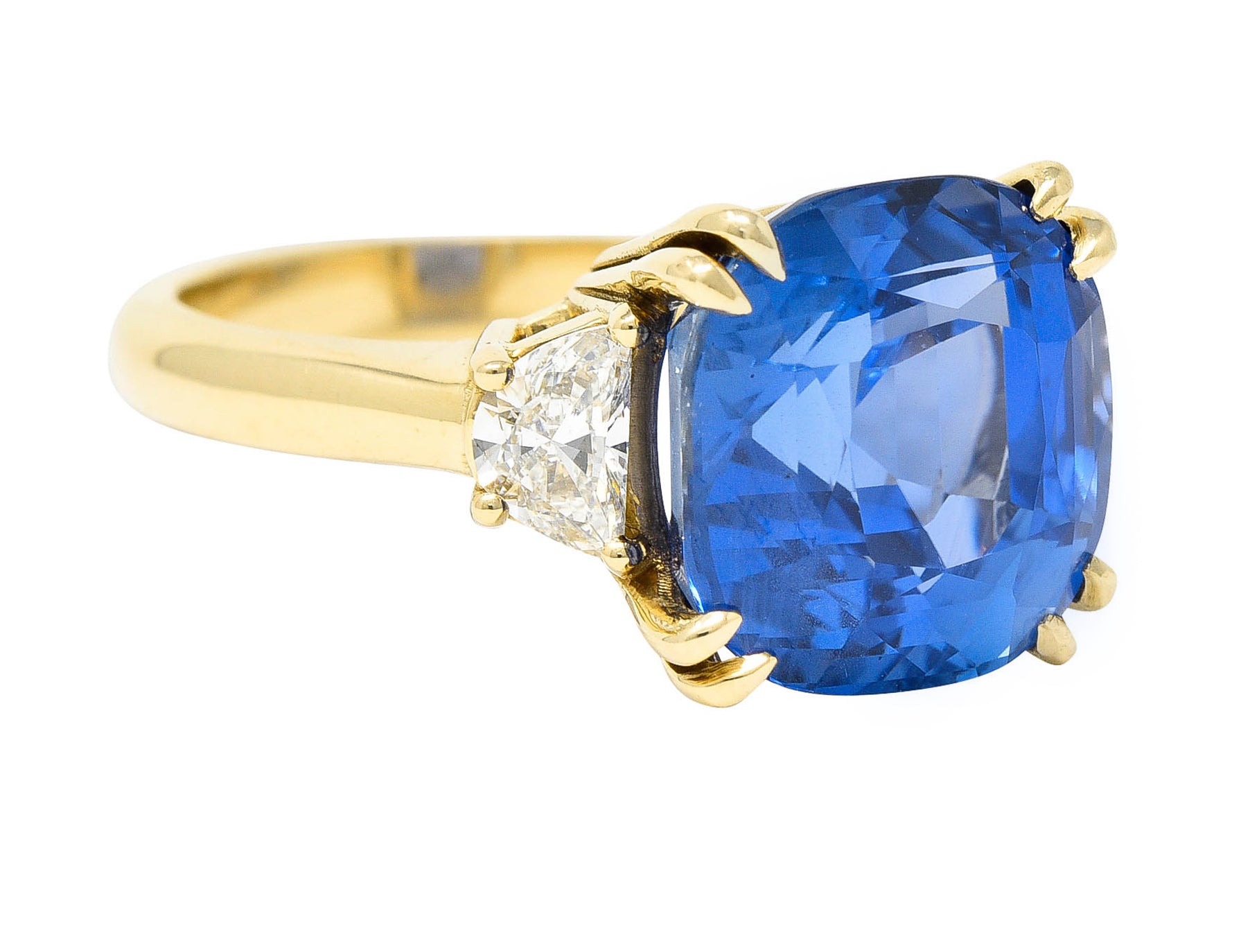 Vivid 11.25 CTW Ceylon No Heat Sapphire Diamond 14 Karat Gold Statement Ring AGLRing - Wilson's Estate Jewelry