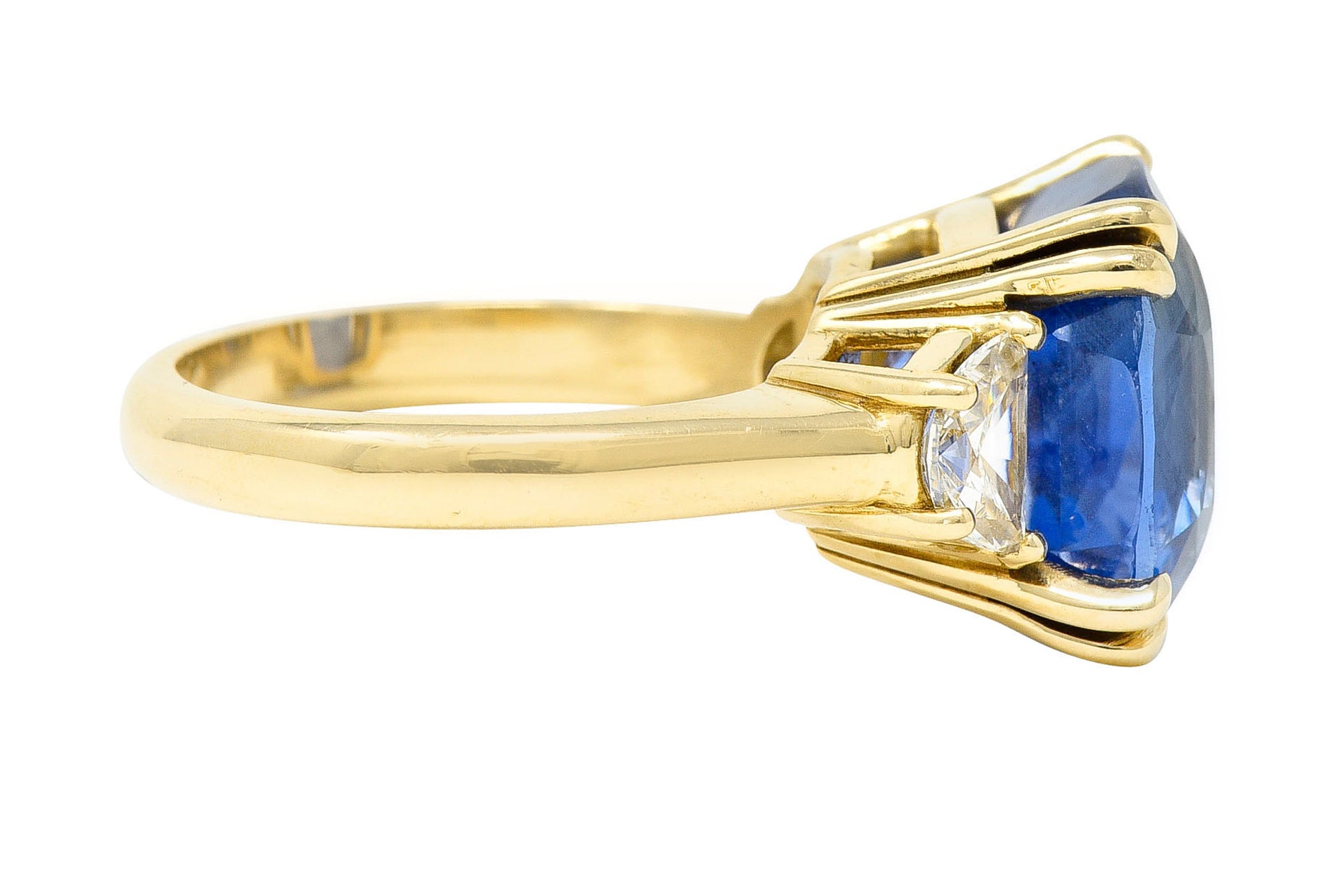 Vivid 11.25 CTW Ceylon No Heat Sapphire Diamond 14 Karat Gold Statement Ring AGLRing - Wilson's Estate Jewelry