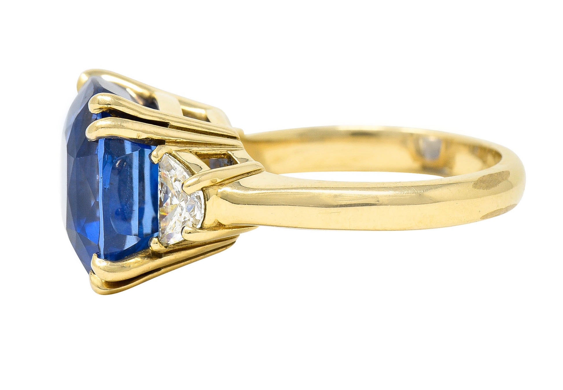 Vivid 11.25 CTW Ceylon No Heat Sapphire Diamond 14 Karat Gold Statement Ring AGLRing - Wilson's Estate Jewelry