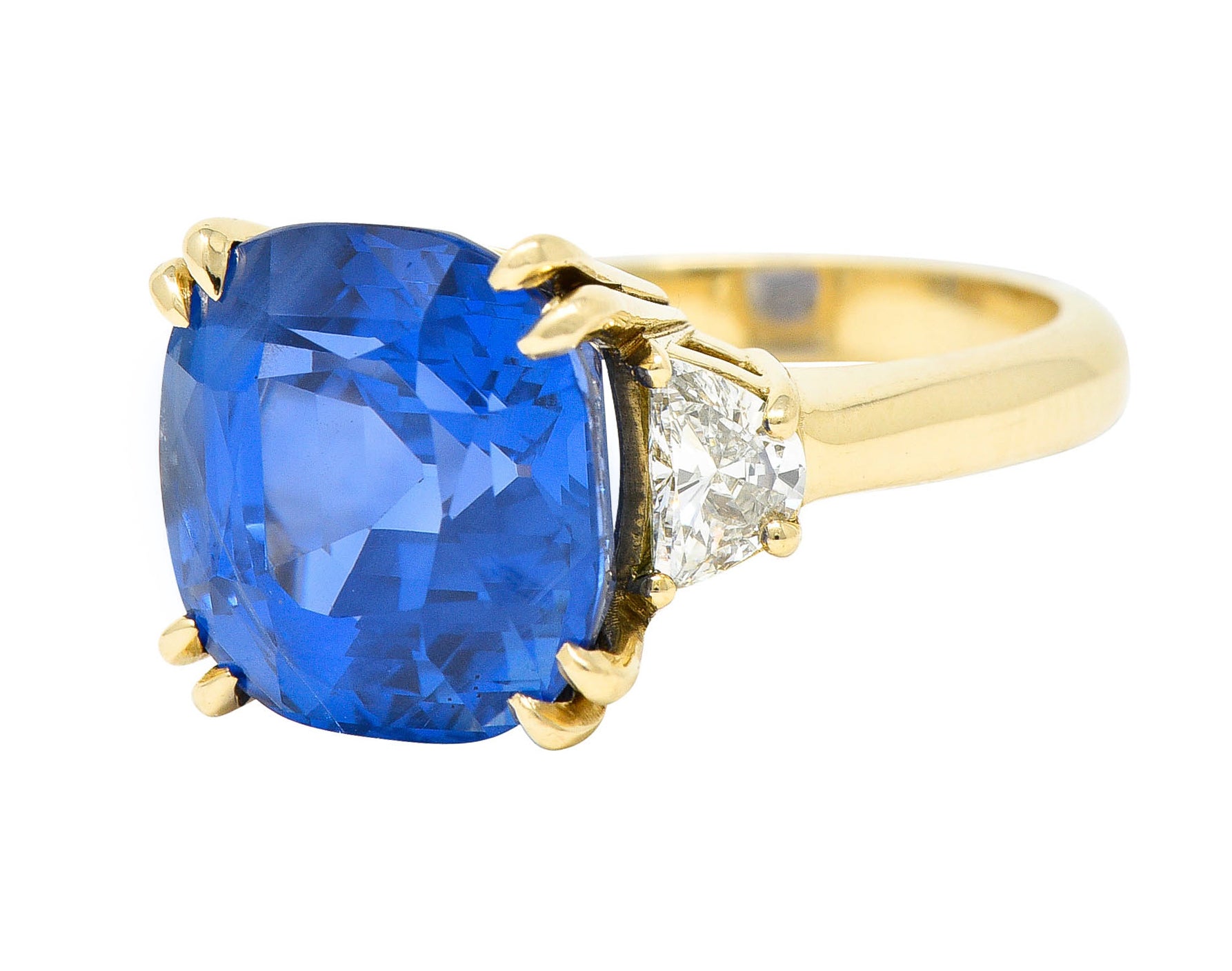 Vivid 11.25 CTW Ceylon No Heat Sapphire Diamond 14 Karat Gold Statement Ring AGLRing - Wilson's Estate Jewelry