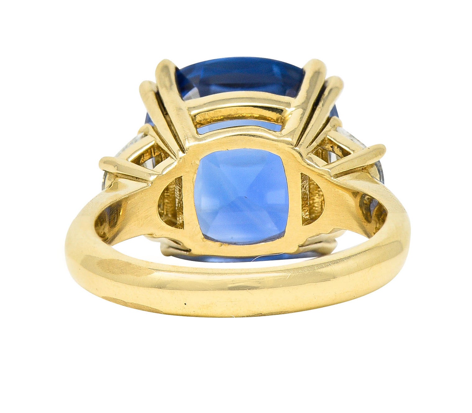 Vivid 11.25 CTW Ceylon No Heat Sapphire Diamond 14 Karat Gold Statement Ring AGLRing - Wilson's Estate Jewelry