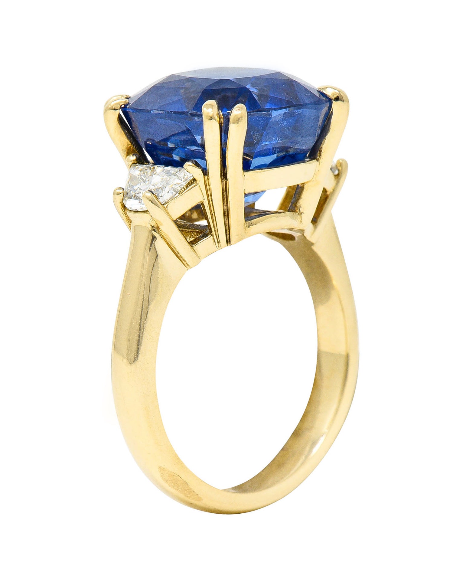 Vivid 11.25 CTW Ceylon No Heat Sapphire Diamond 14 Karat Gold Statement Ring AGLRing - Wilson's Estate Jewelry