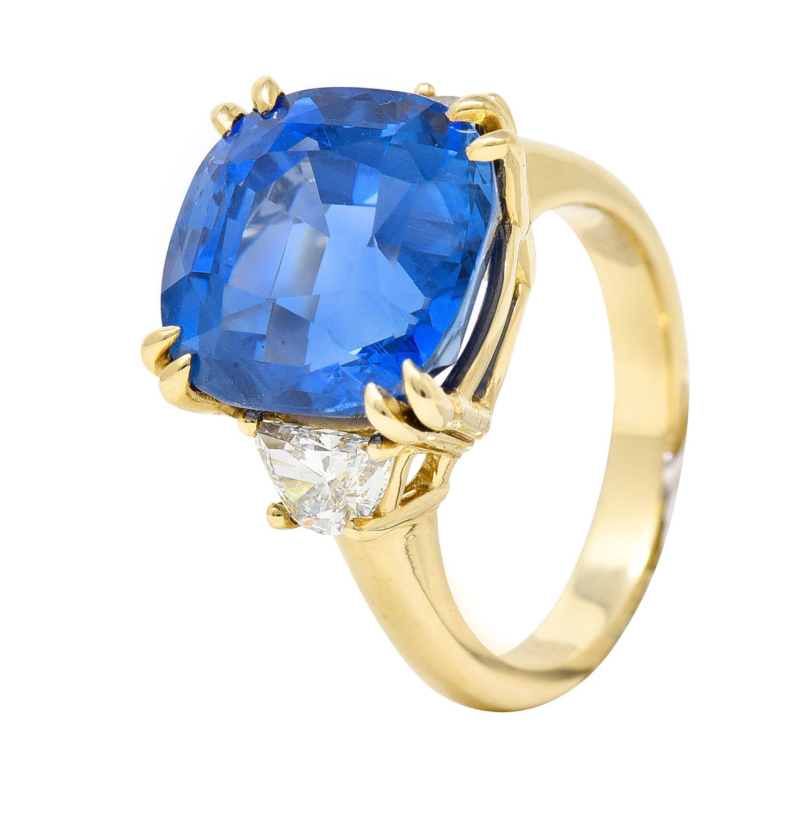 Vivid 11.25 CTW Ceylon No Heat Sapphire Diamond 14 Karat Gold Statement Ring AGLRing - Wilson's Estate Jewelry