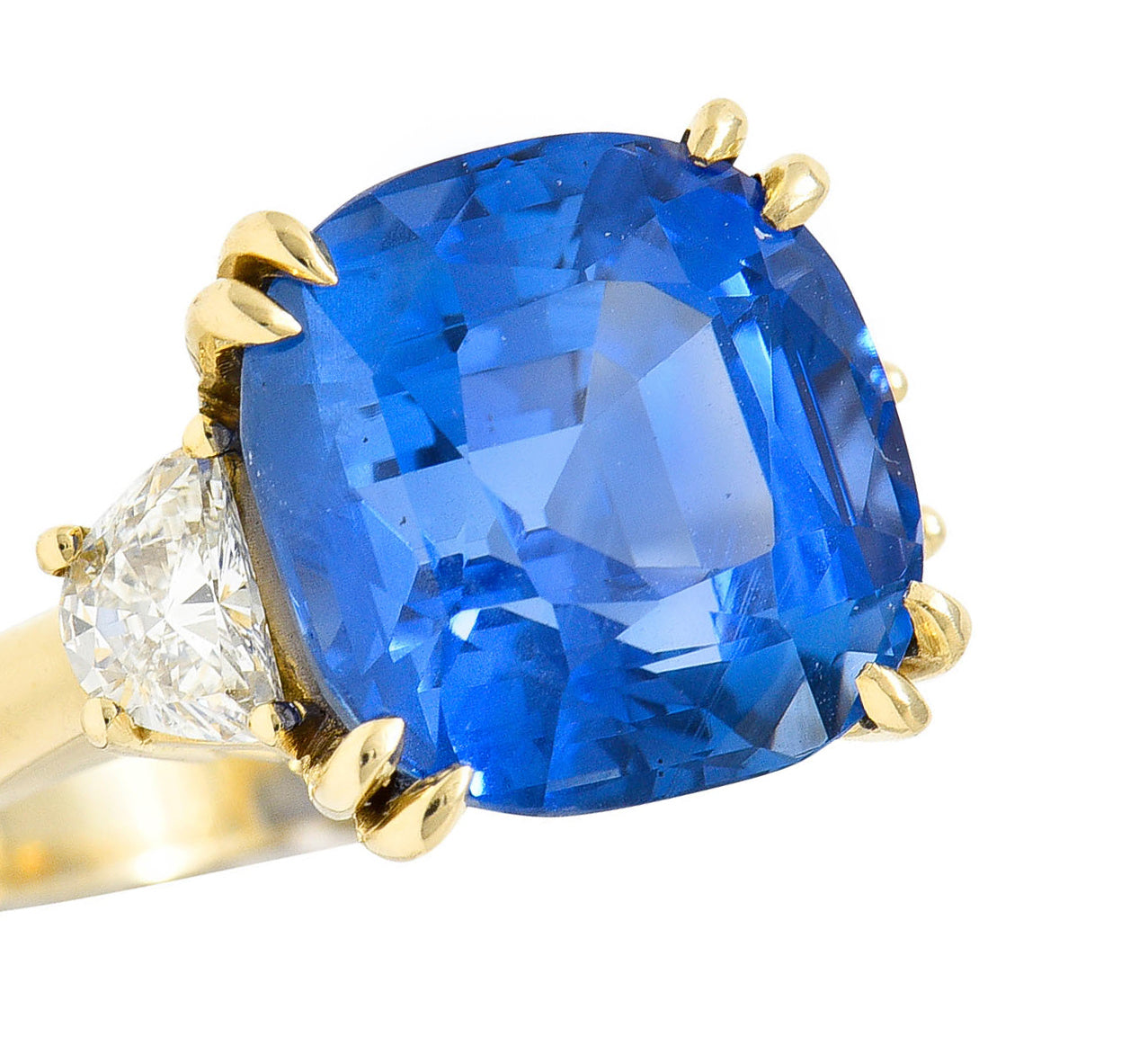 Vivid 11.25 CTW Ceylon No Heat Sapphire Diamond 14 Karat Gold Statement Ring AGLRing - Wilson's Estate Jewelry