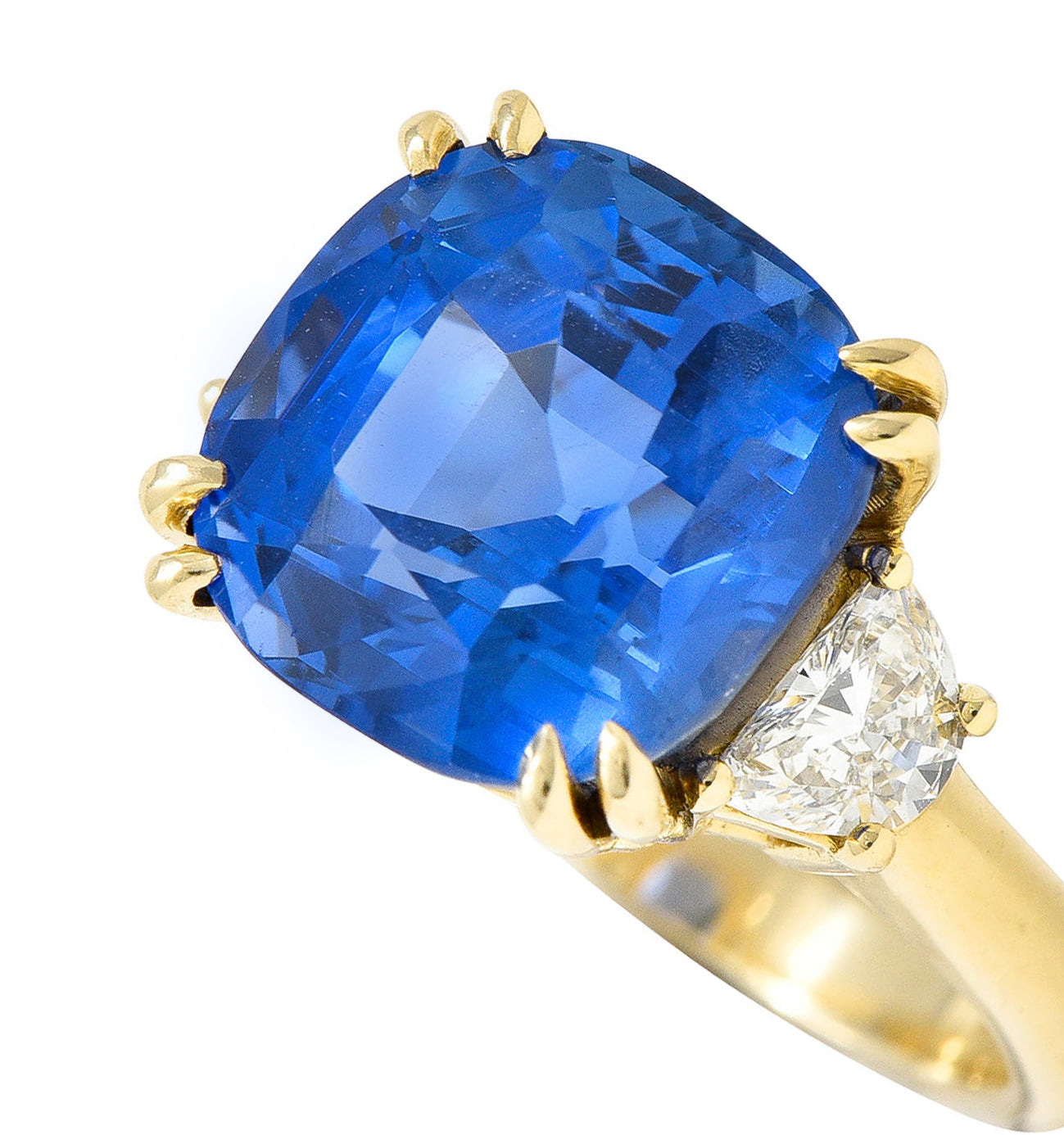 Vivid 11.25 CTW Ceylon No Heat Sapphire Diamond 14 Karat Gold Statement Ring AGLRing - Wilson's Estate Jewelry