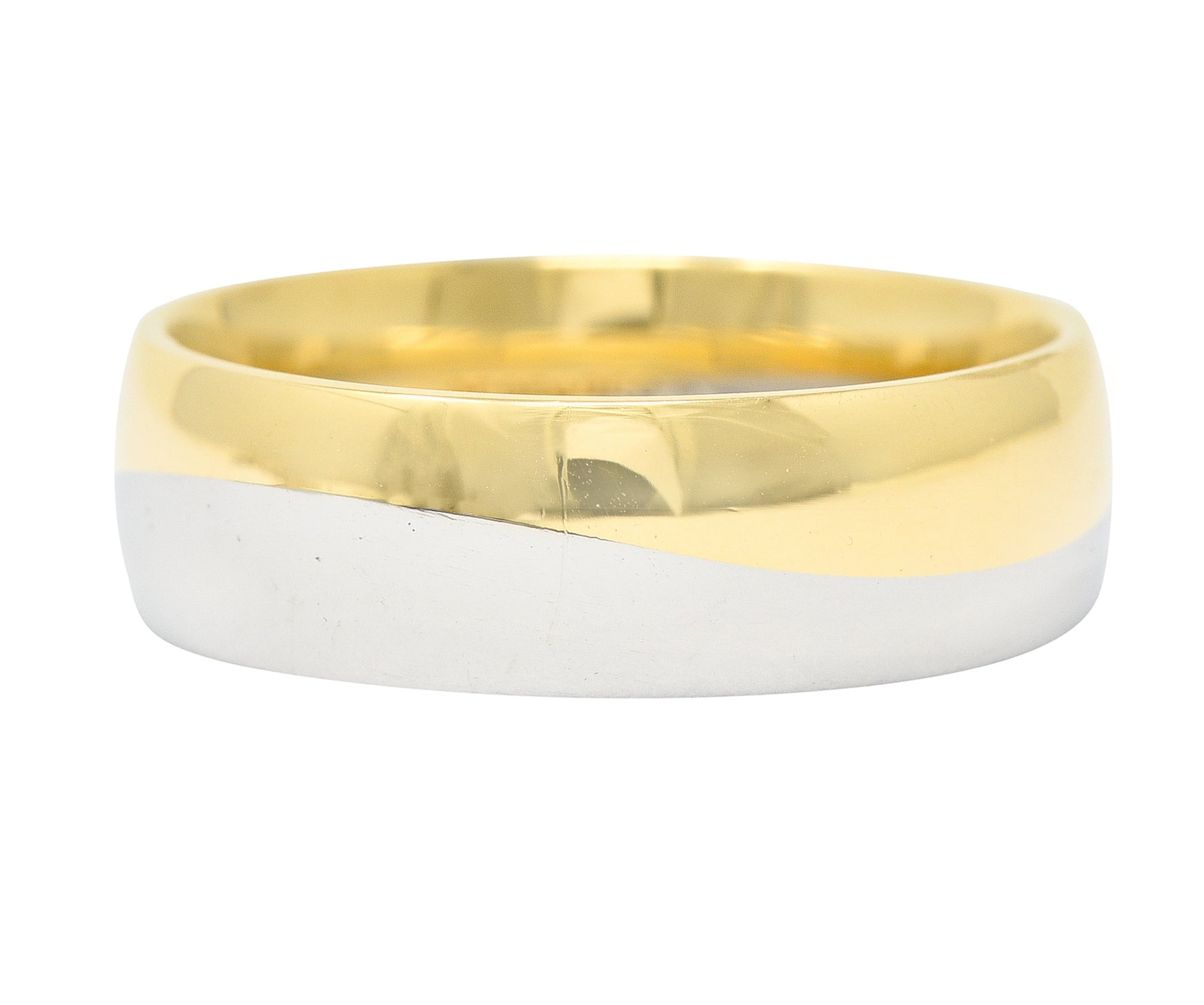 Vintage Platinum 18 Karat Gold 6MM Wave Band Ring Wilson's Estate Jewelry