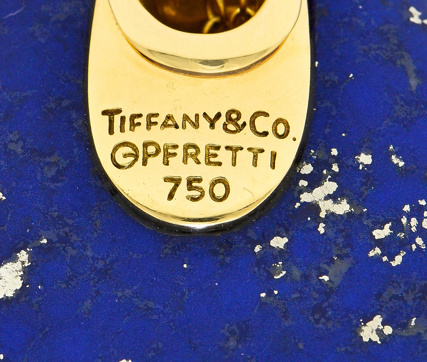 Elsa Peretti Tiffany & Co. Spain Vintage Lapis Lazuli 18 Karat Yellow Gold Touchstone Pendant Necklace Wilson's Estate Jewelry