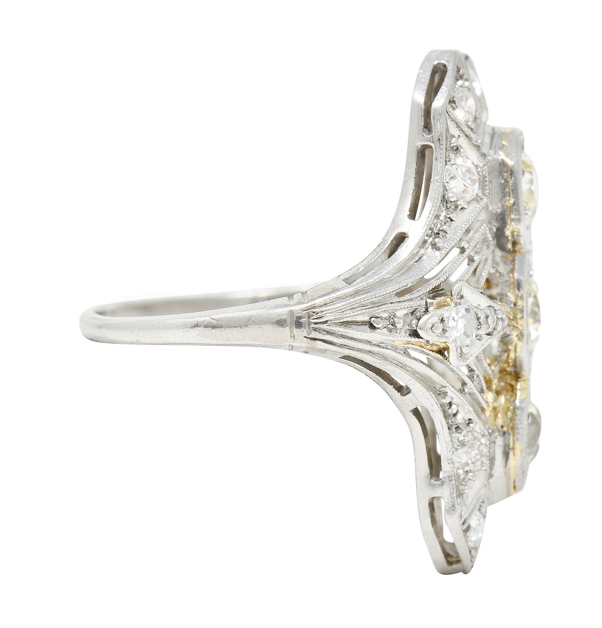 Art Deco 1.25 CTW Diamond Platinum Greek Key Dinner RingRing - Wilson's Estate Jewelry