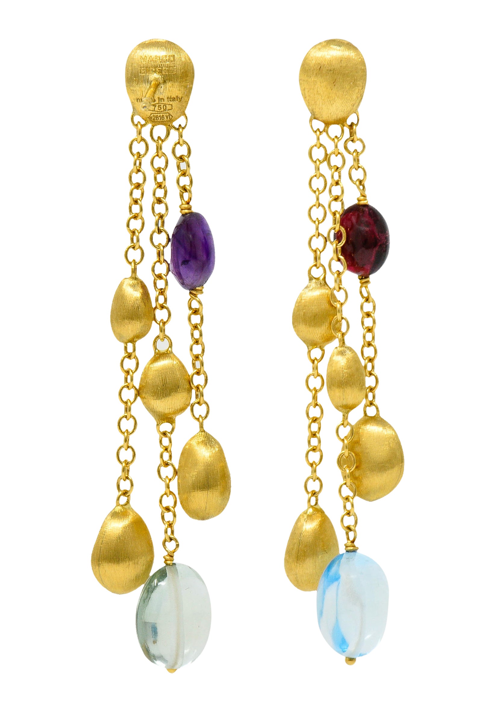 Marco Bicego Multi-Gem 18 Karat Gold Confetti Tassel Drop EarringsEarrings - Wilson's Estate Jewelry