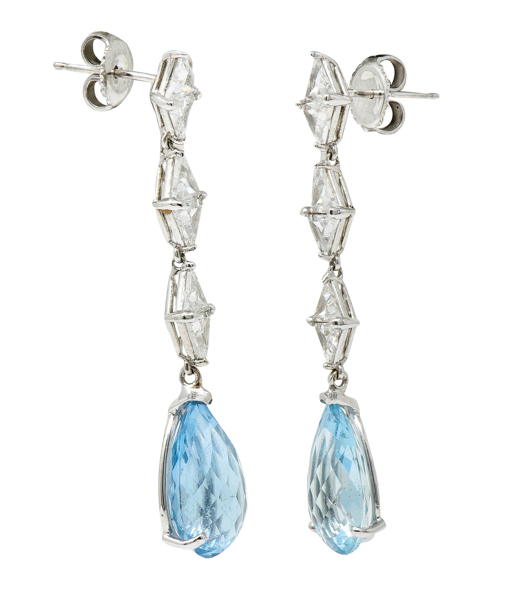 1950's Mid-Century Aquamarine 1.80 CTW Diamond Platinum Drop EarringsEarrings - Wilson's Estate Jewelry