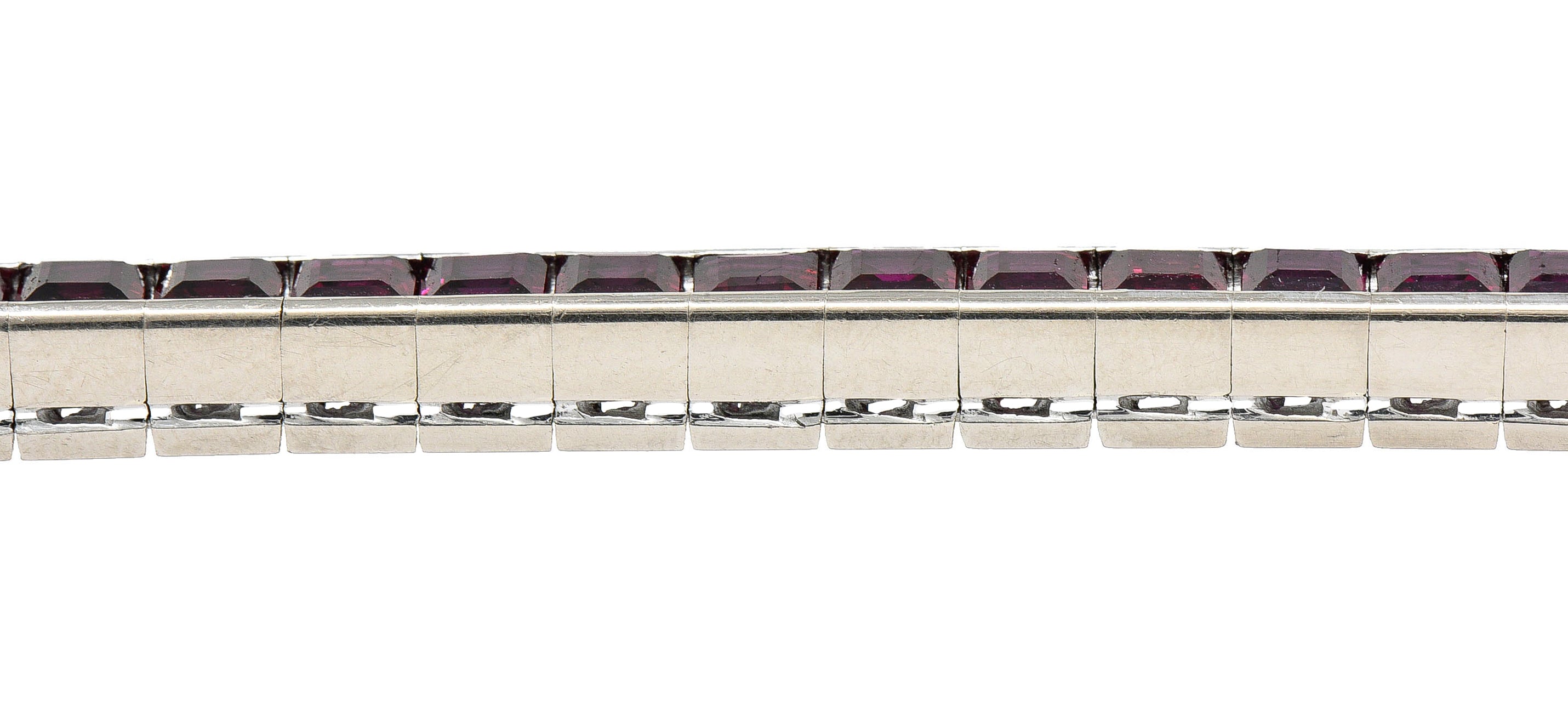 Retro 13.25 CTW Ruby Platinum Line Bracelet Circa 1940sbracelet - Wilson's Estate Jewelry