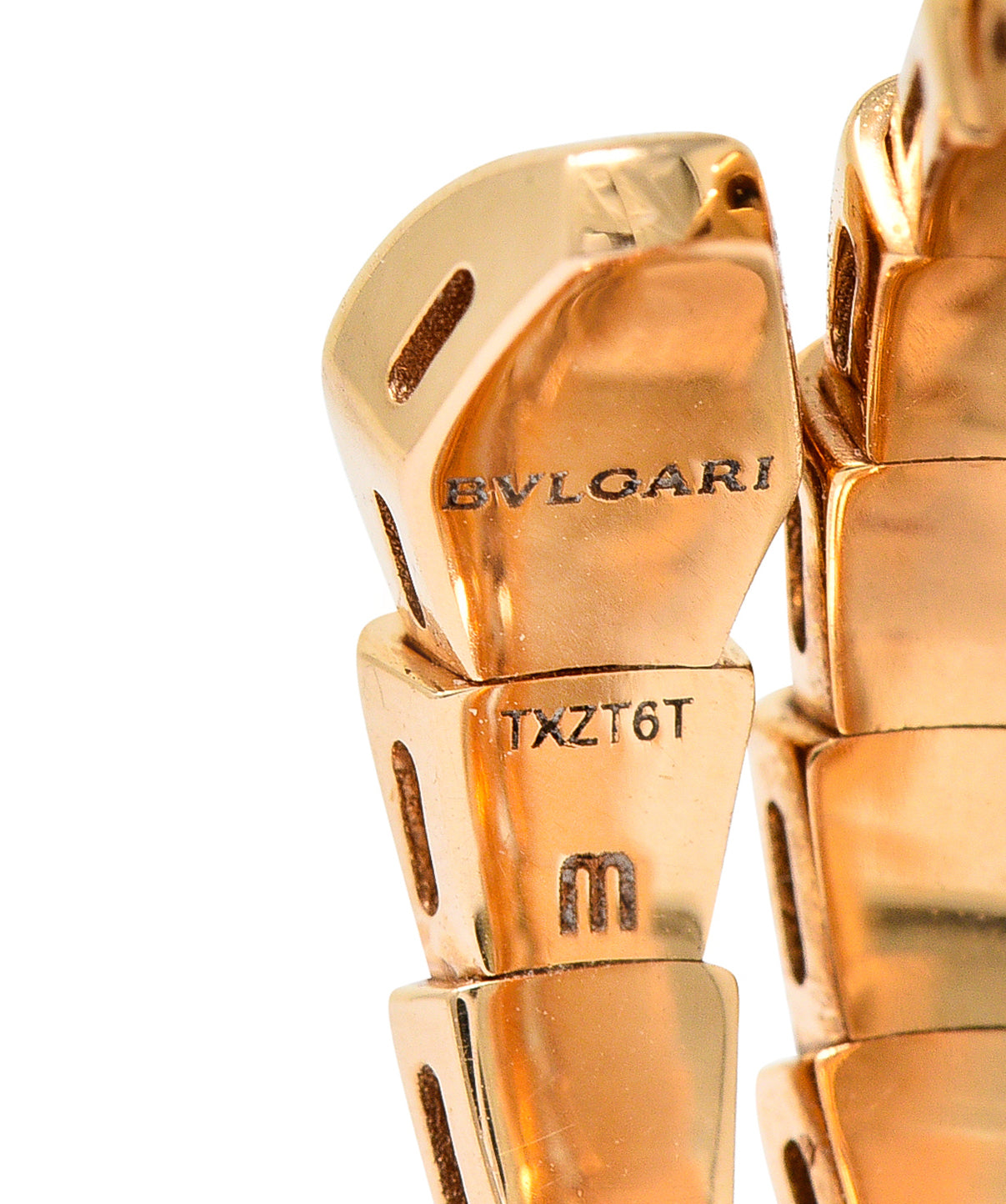 Bulgari Italy Diamond 18 Karat Rose Gold Flexible Snake Serpenti Band Ring Wilson's Estate Jewelry