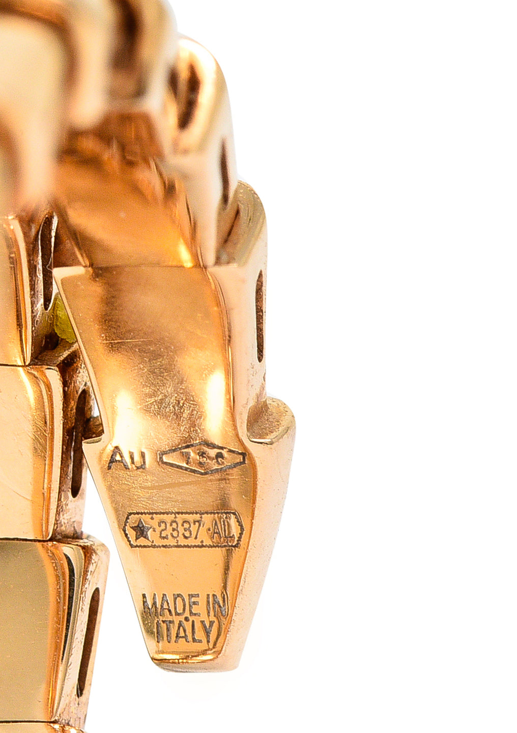 Bulgari Italy Diamond 18 Karat Rose Gold Flexible Snake Serpenti Band Ring Wilson's Estate Jewelry