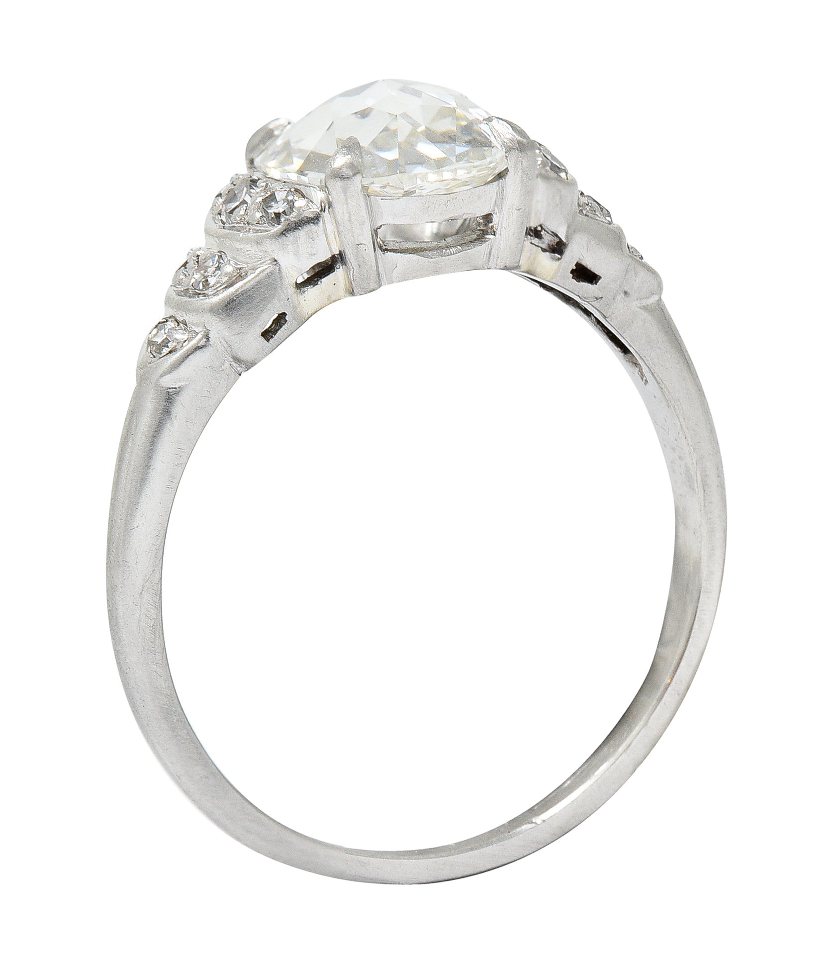 Vintage 1.76 CTW Oval Cut Diamond Platinum Stepped Engagement Ring GIA Wilson's Estate Jewelry