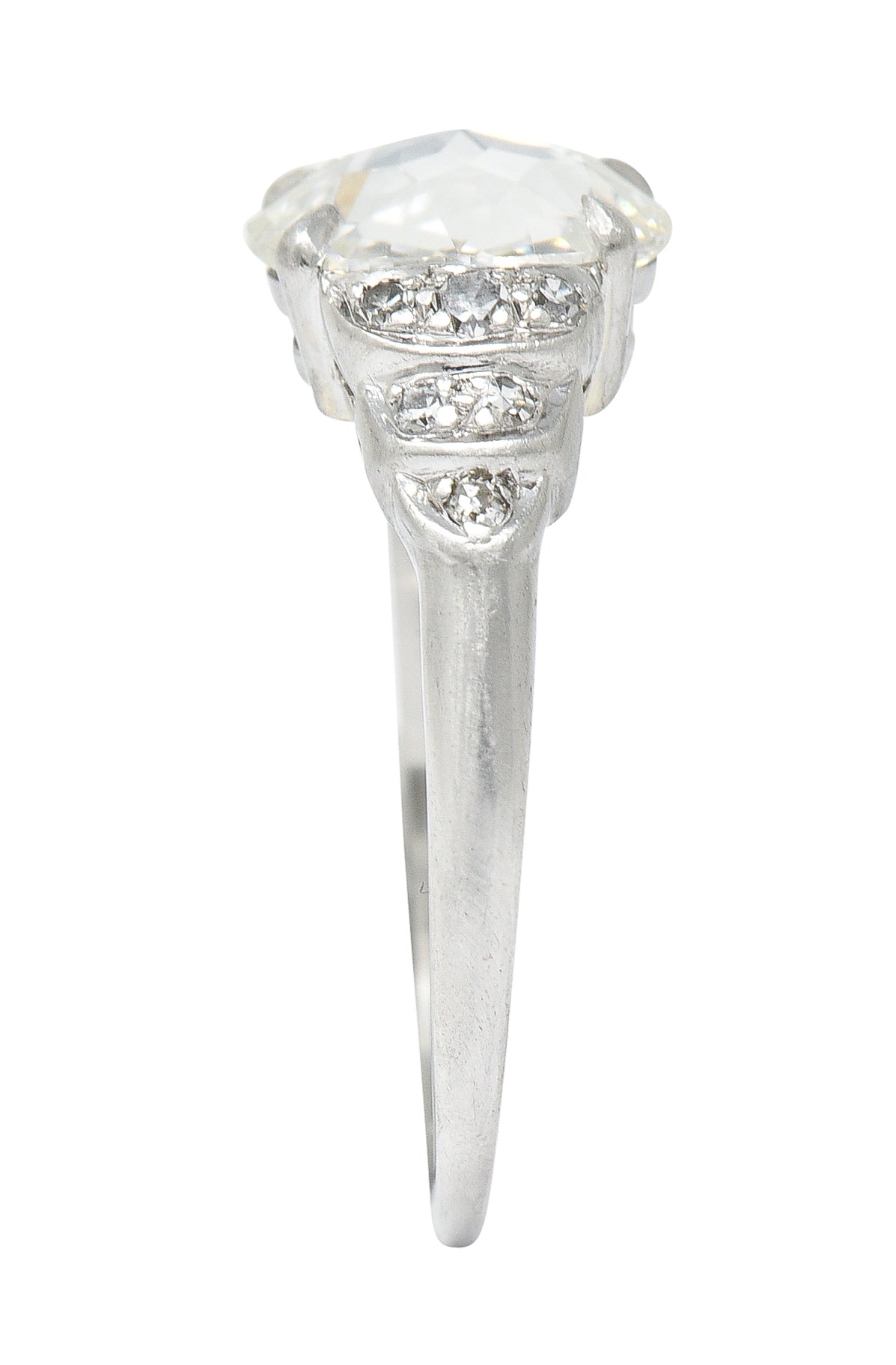 Vintage 1.76 CTW Oval Cut Diamond Platinum Stepped Engagement Ring GIA Wilson's Estate Jewelry
