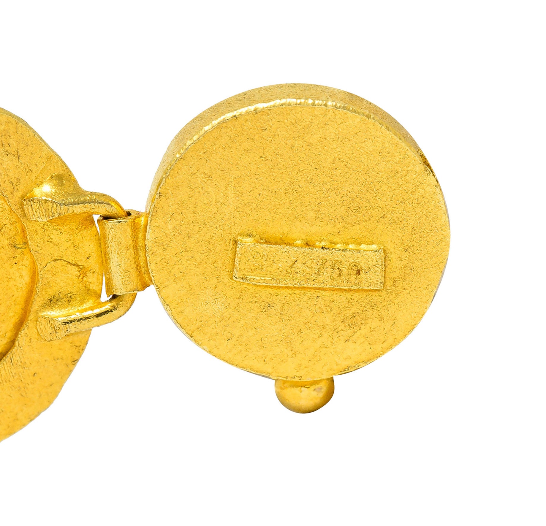 Italian 18 Karat Matte Gold Hammered Circle Braceletbracelet - Wilson's Estate Jewelry