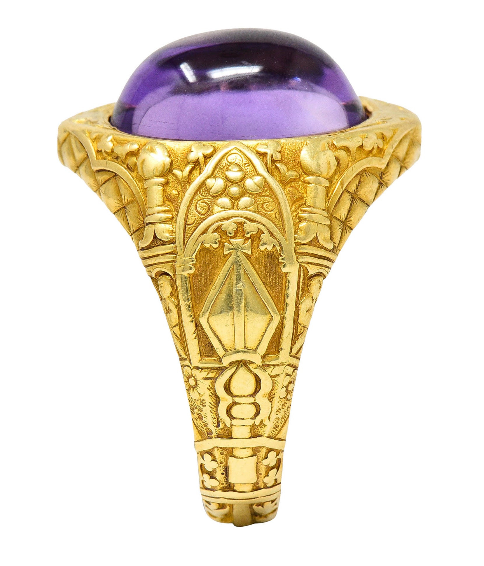 Antique Tiffany & Co. Amethyst Cabochon 18 Karat Gold Bishop Ecclesiastical Men’s RingRing - Wilson's Estate Jewelry