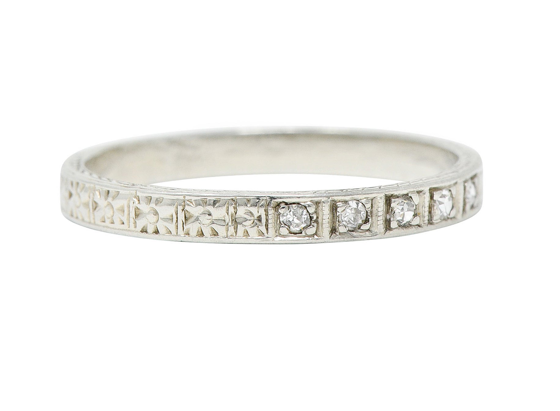 Art Deco Diamond 18 Karat White Gold Orange Blossom Band RingRing - Wilson's Estate Jewelry