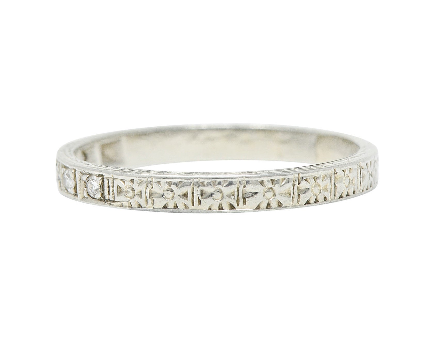 Art Deco Diamond 18 Karat White Gold Orange Blossom Band RingRing - Wilson's Estate Jewelry