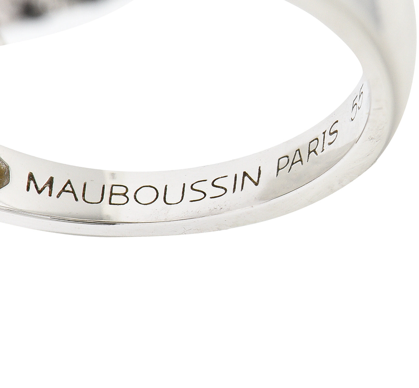 Mauboussin Paris Tahitian Pearl Diamond & Black Diamond 18 Karat White Gold Perle Caviar Mon Amour Ring Wilson's Estate Jewelry