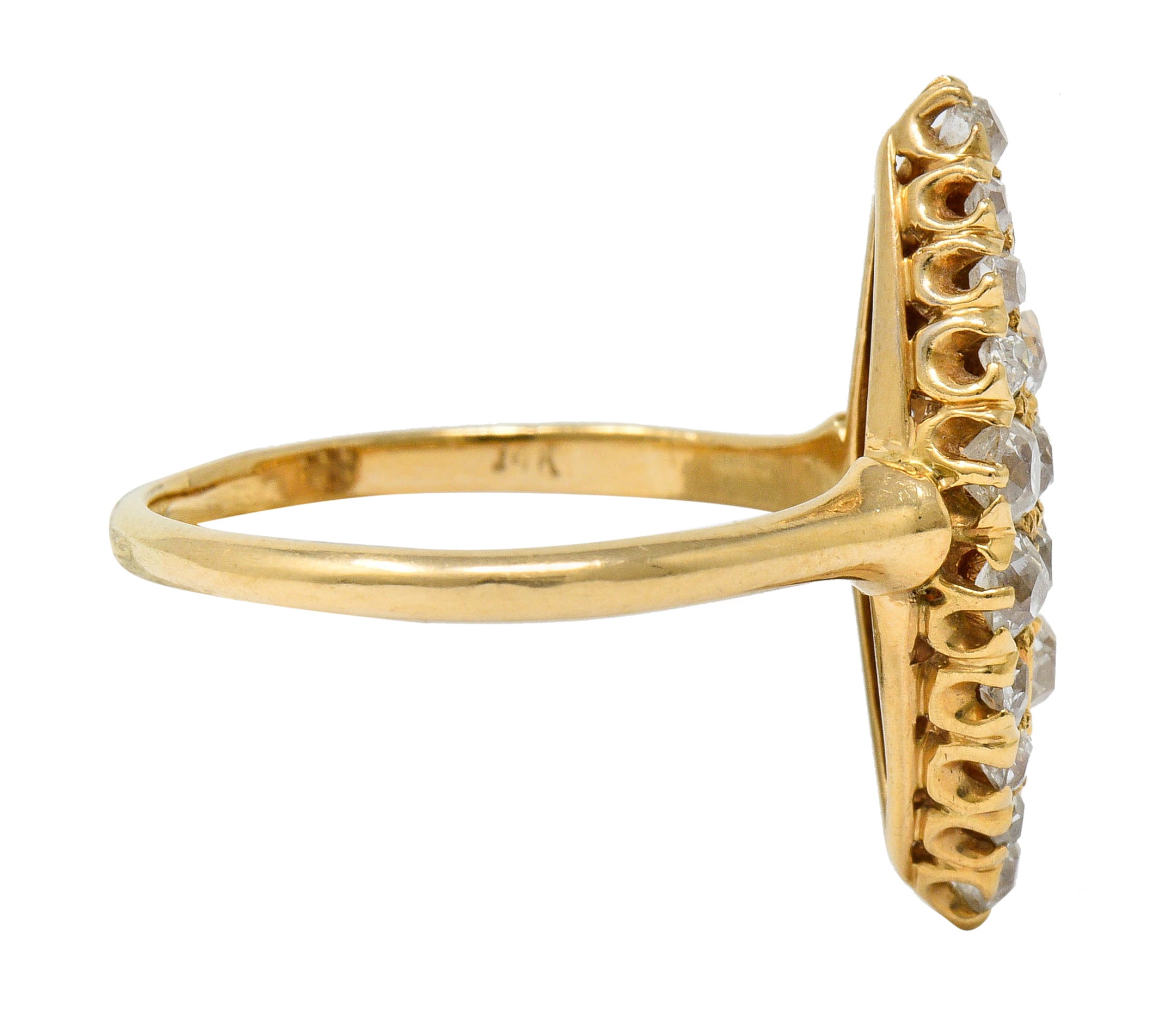 Late Victorian 2.40 CTW Diamond 14 Karat Gold Navette Cluster RingRing - Wilson's Estate Jewelry
