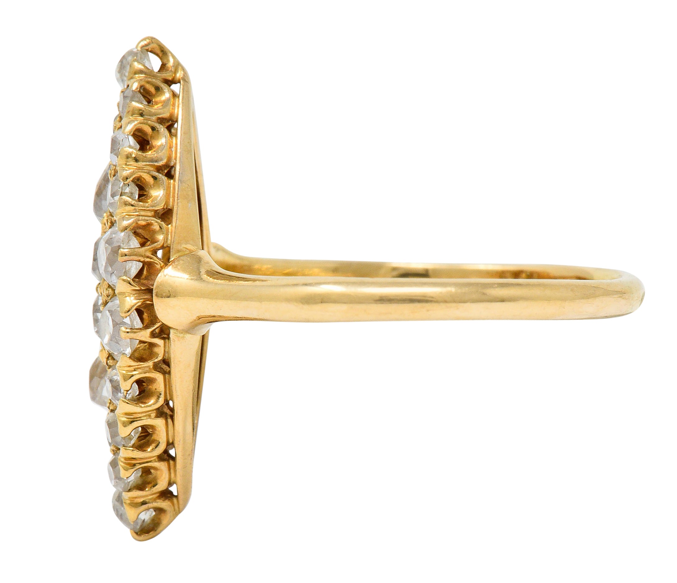 Late Victorian 2.40 CTW Diamond 14 Karat Gold Navette Cluster RingRing - Wilson's Estate Jewelry