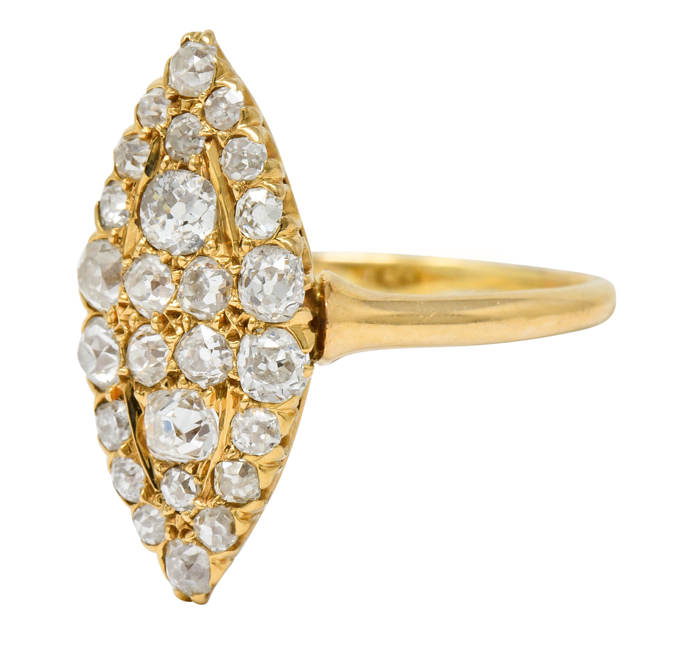 Late Victorian 2.40 CTW Diamond 14 Karat Gold Navette Cluster RingRing - Wilson's Estate Jewelry