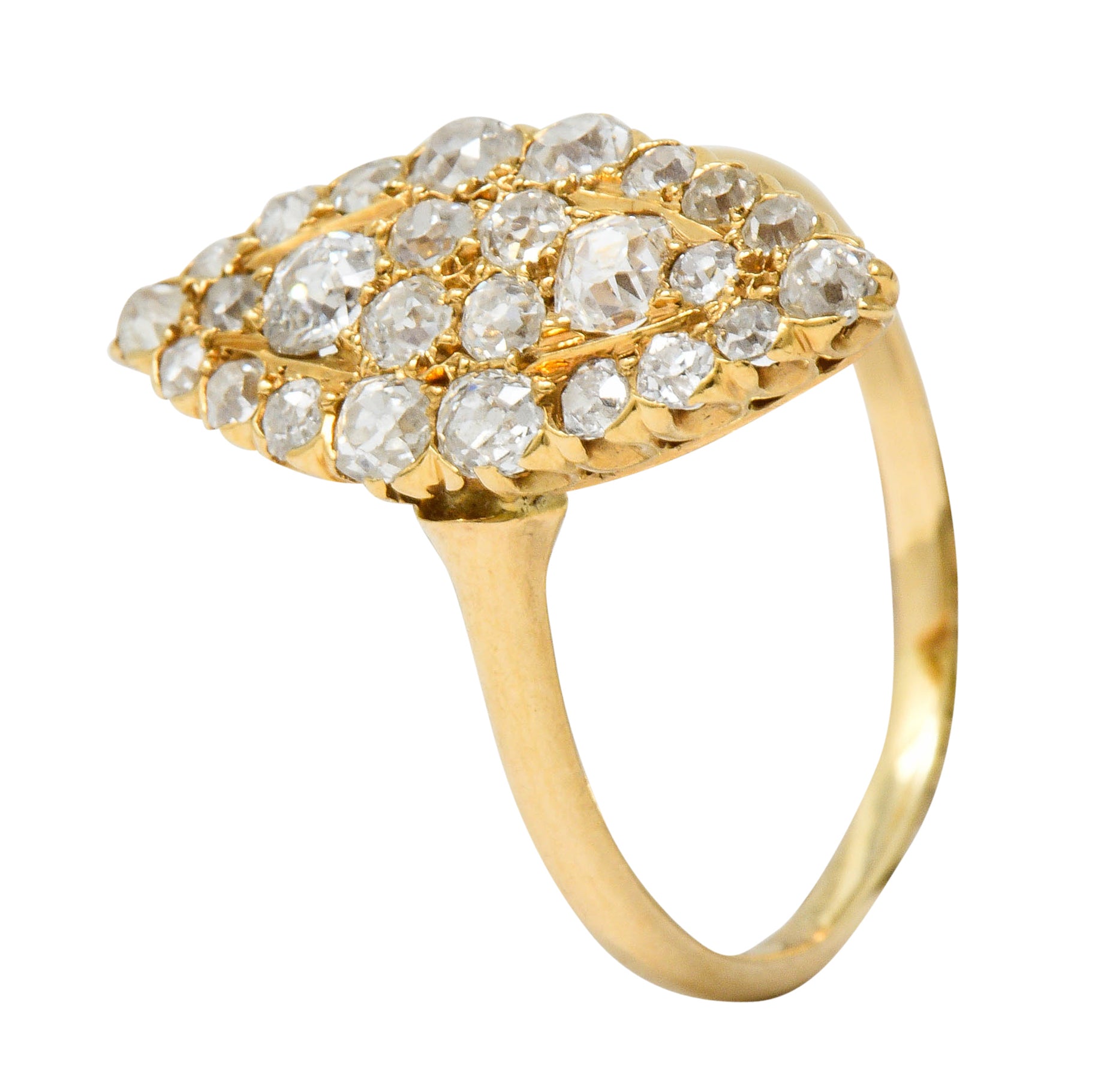 Late Victorian 2.40 CTW Diamond 14 Karat Gold Navette Cluster RingRing - Wilson's Estate Jewelry