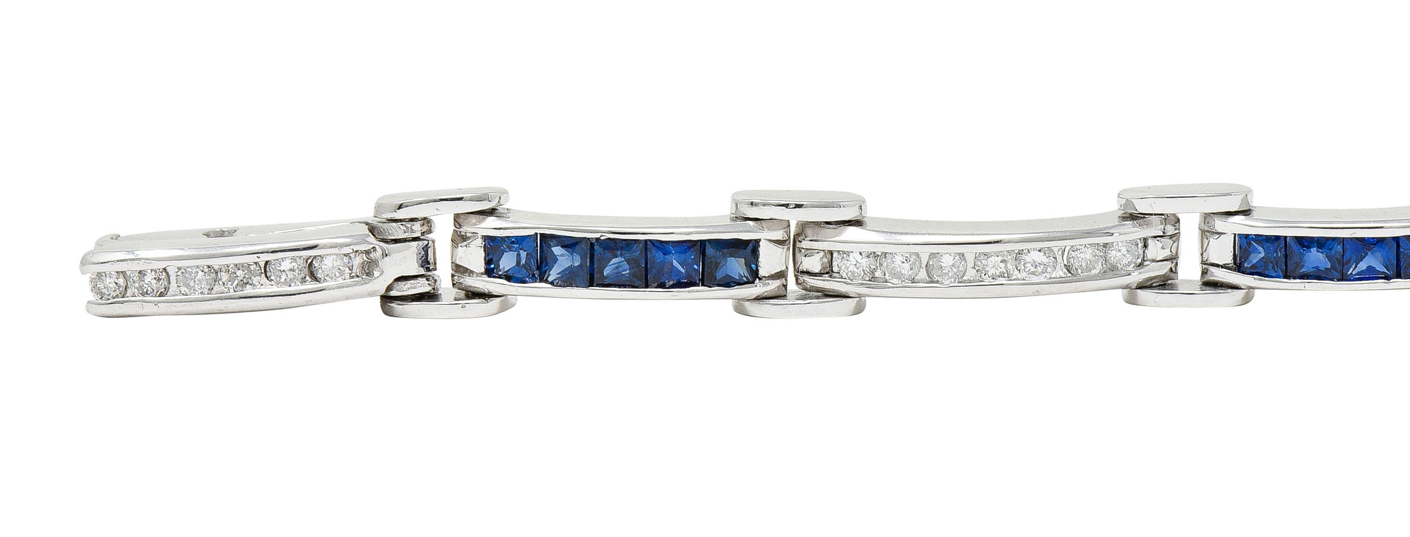 Vintage Sapphire Diamond Platinum Link Braceletbracelet - Wilson's Estate Jewelry