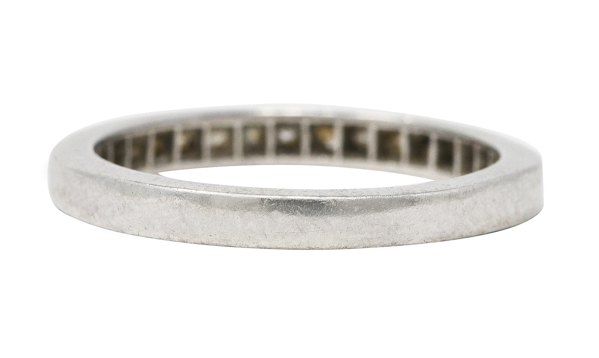 Mid-Century 0.50 CTW Single Cut Diamond Platinum Channel Band RingRing - Wilson's Estate Jewelry