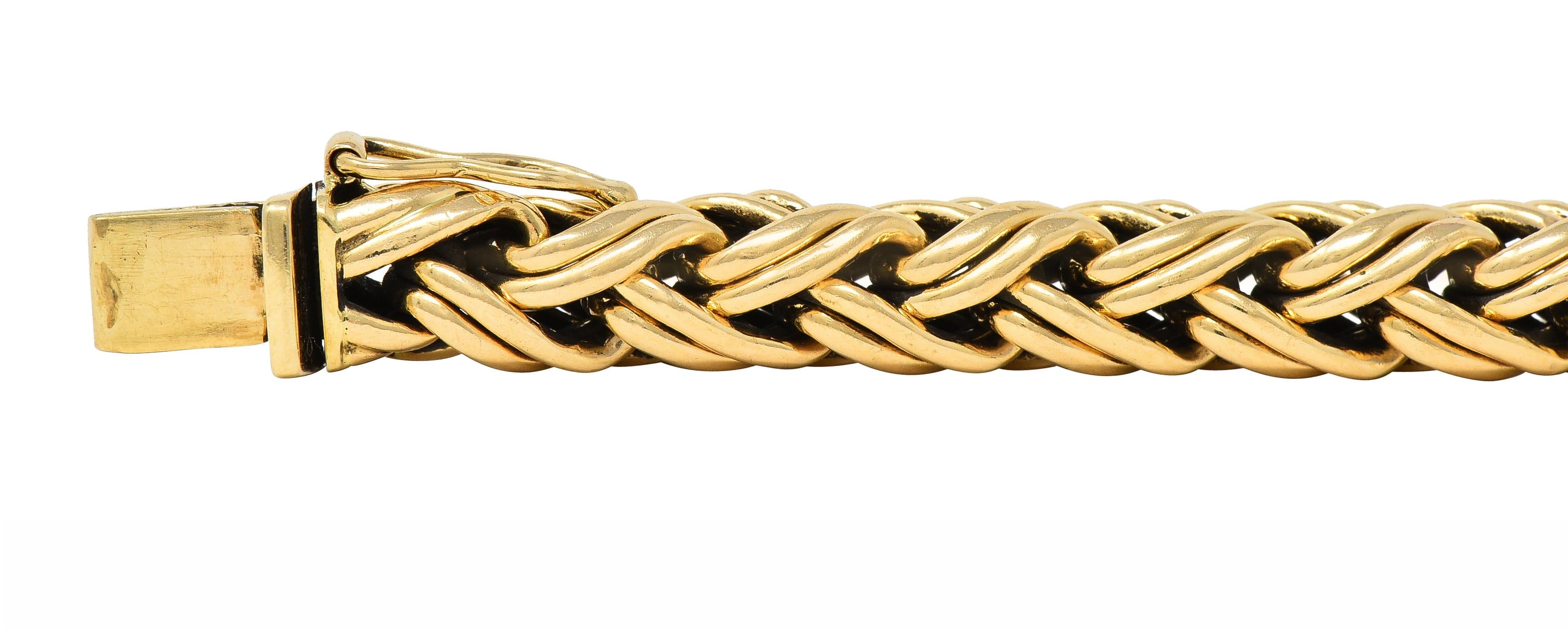 Tiffany & Co. 1990's 14 Karat Yellow Gold Russian Weave Vintage Chain Bracelet