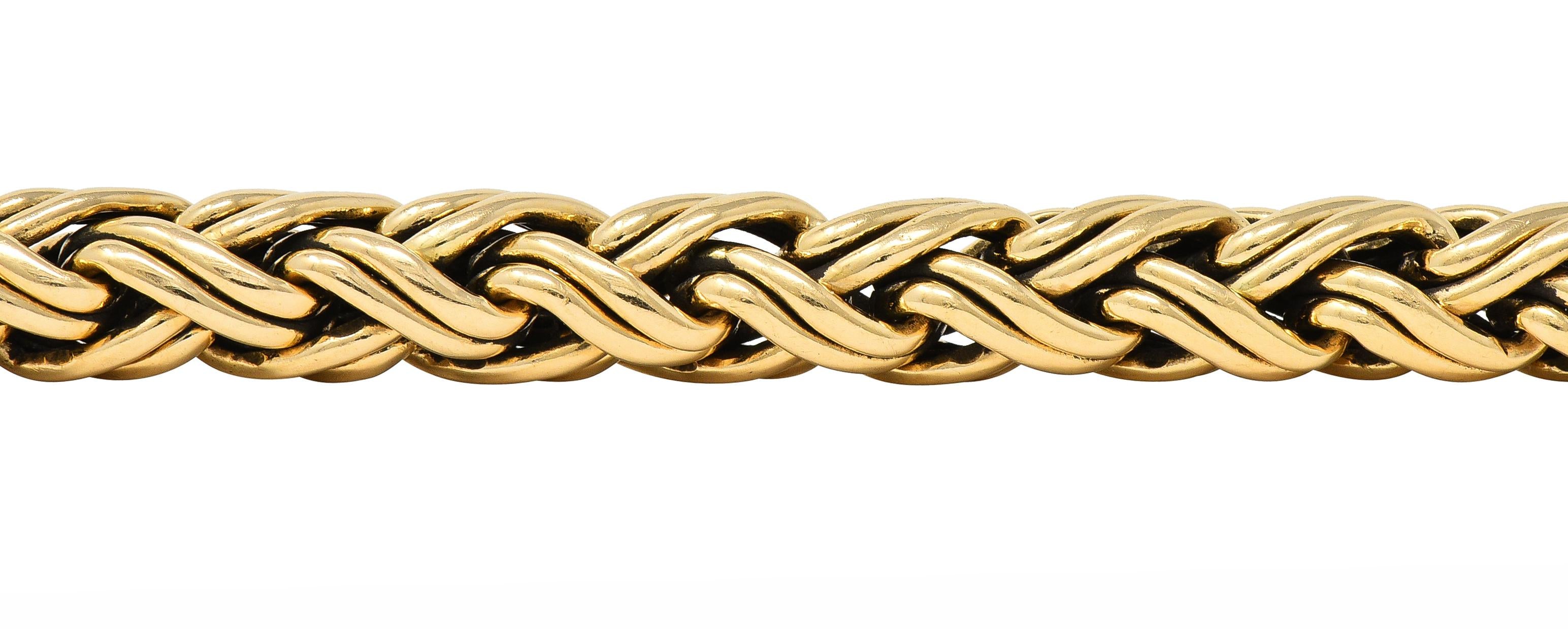 Tiffany & Co. 1990's 14 Karat Yellow Gold Russian Weave Vintage Chain Bracelet
