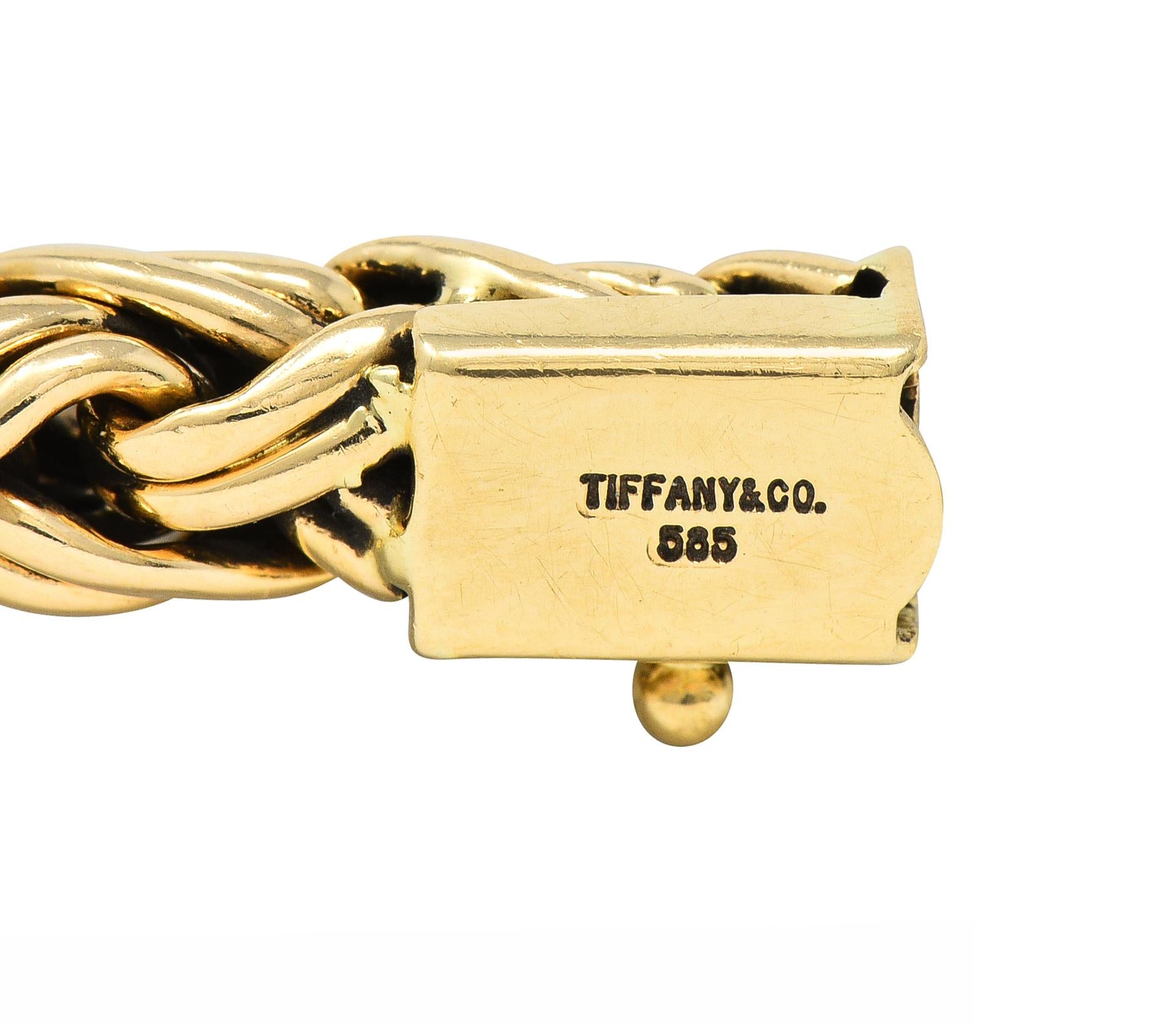 Tiffany & Co. 1990's 14 Karat Yellow Gold Russian Weave Vintage Chain Bracelet
